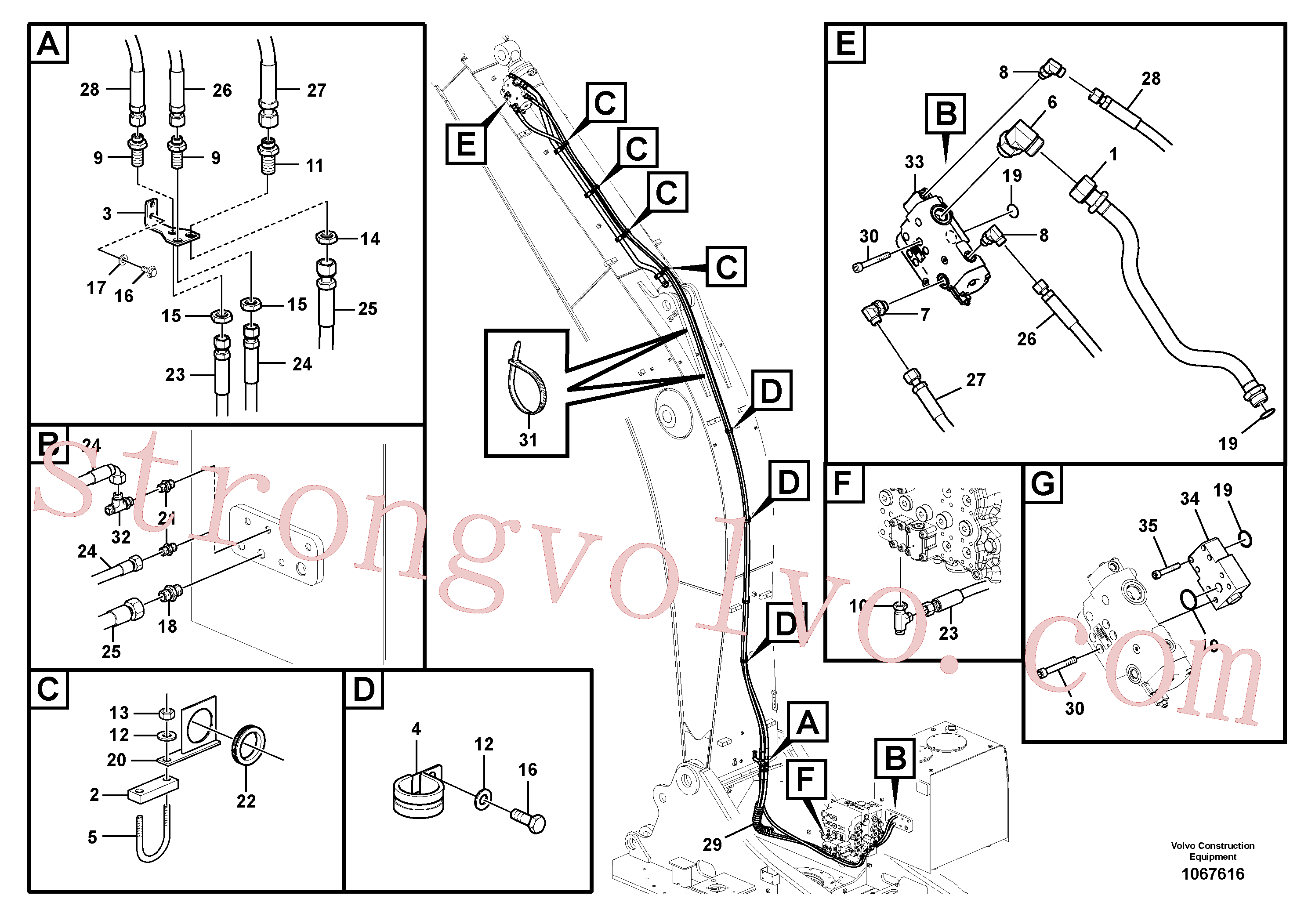 VOE938221 Volvo Hidráulica de serviço, ruptura do braço de afundamento(1067616 Montagem)