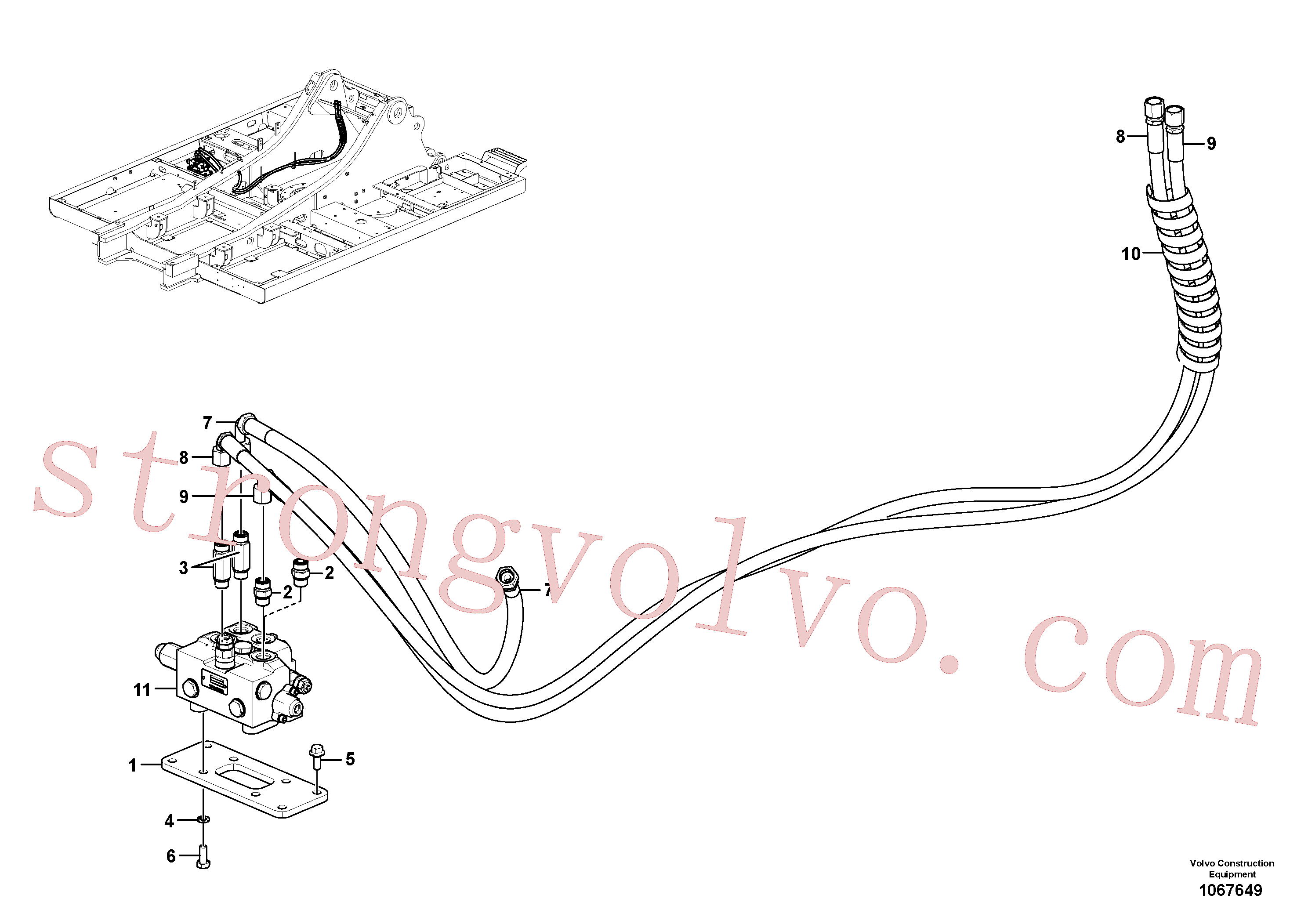 VOE14557303 Volvo Hidráulica de serviço, inclinação e rotor na lança(1067649 Montagem)