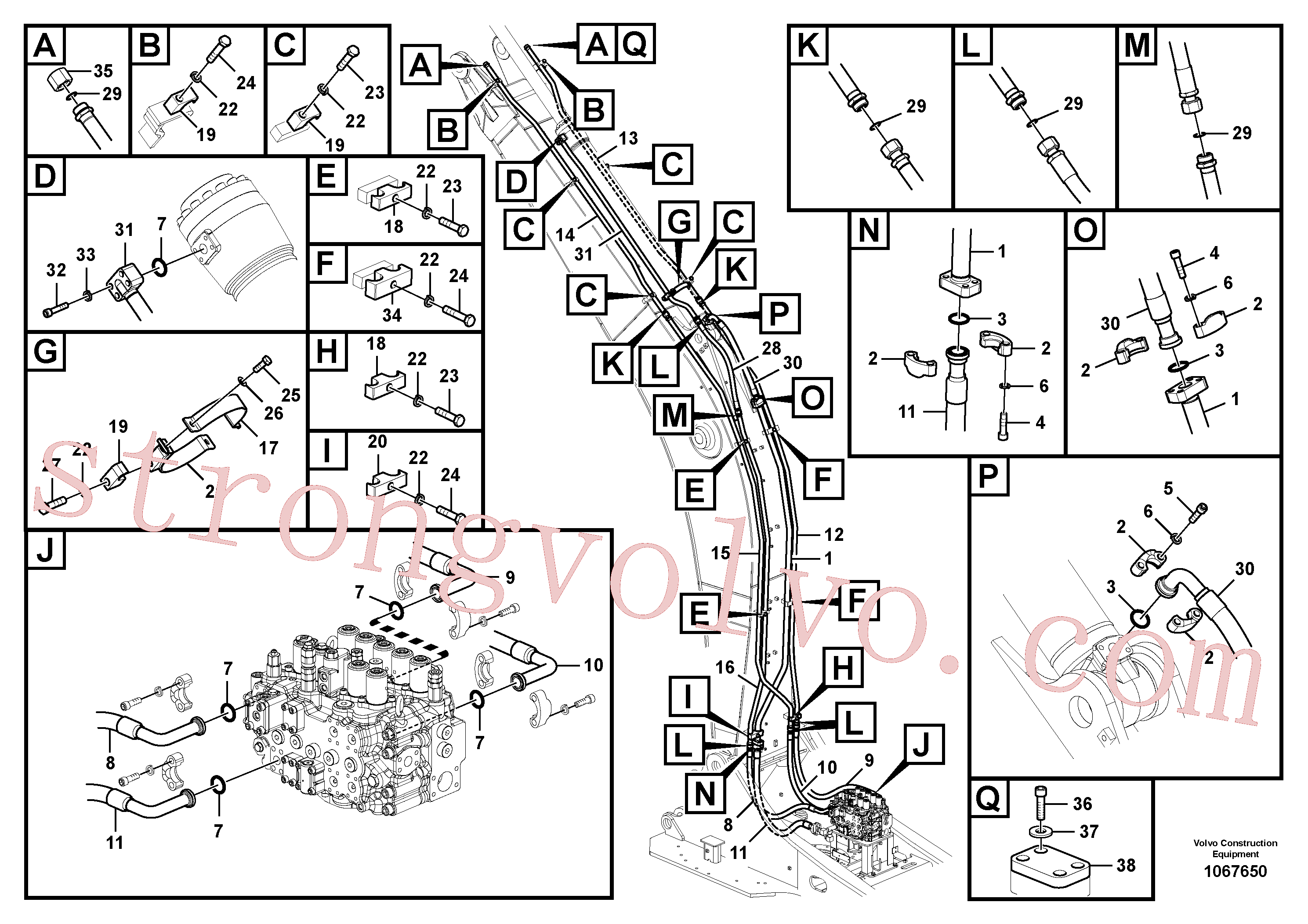VOE14677865 Volvo Hidráulica de serviço, cilindro do braço de afundamento na lança.(1067650 Montagem)