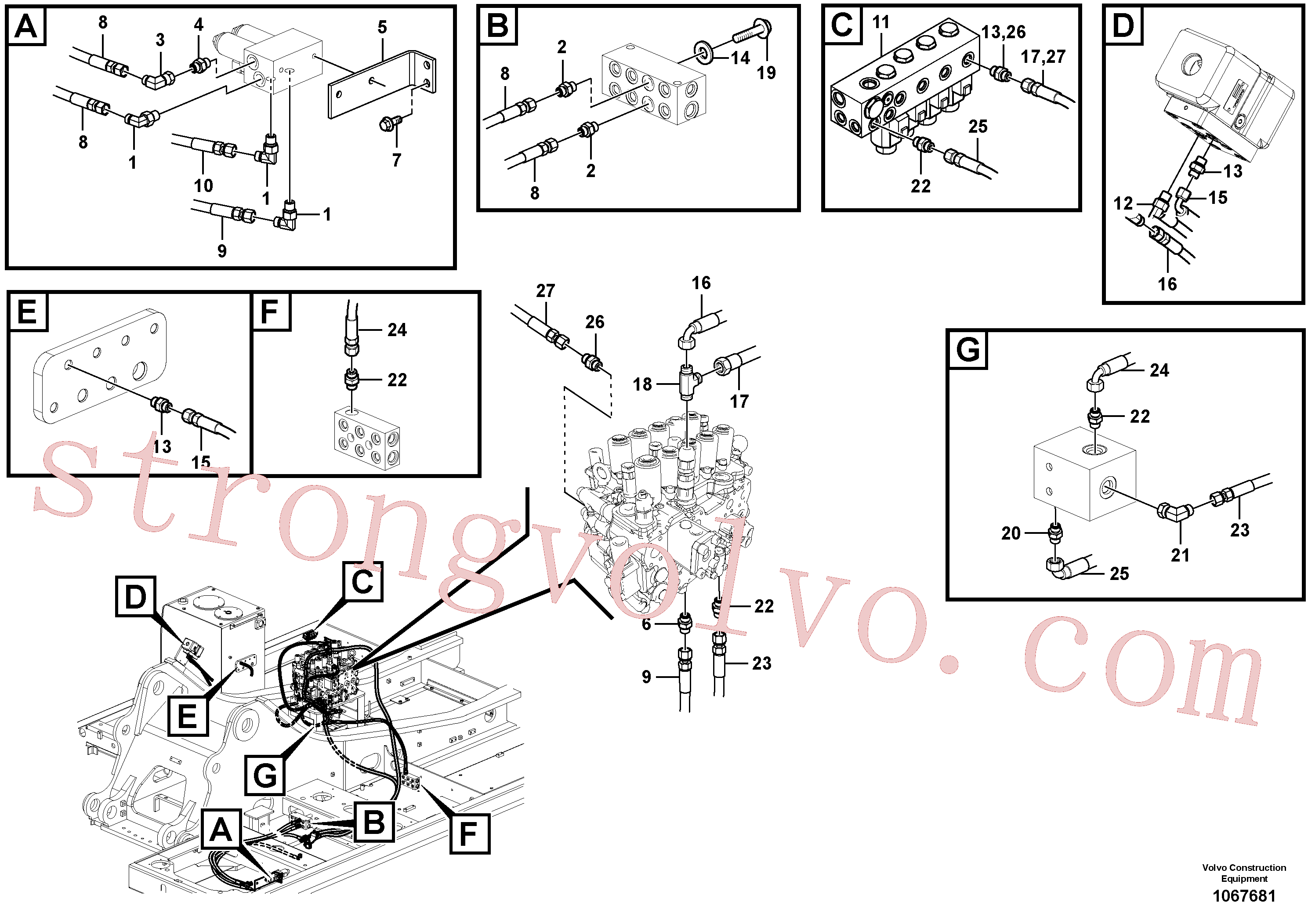 VOE937328 Volvo Hidráulica de serviço, martelo e cortador para fluxo da bomba auxiliar(1067681 Montagem)