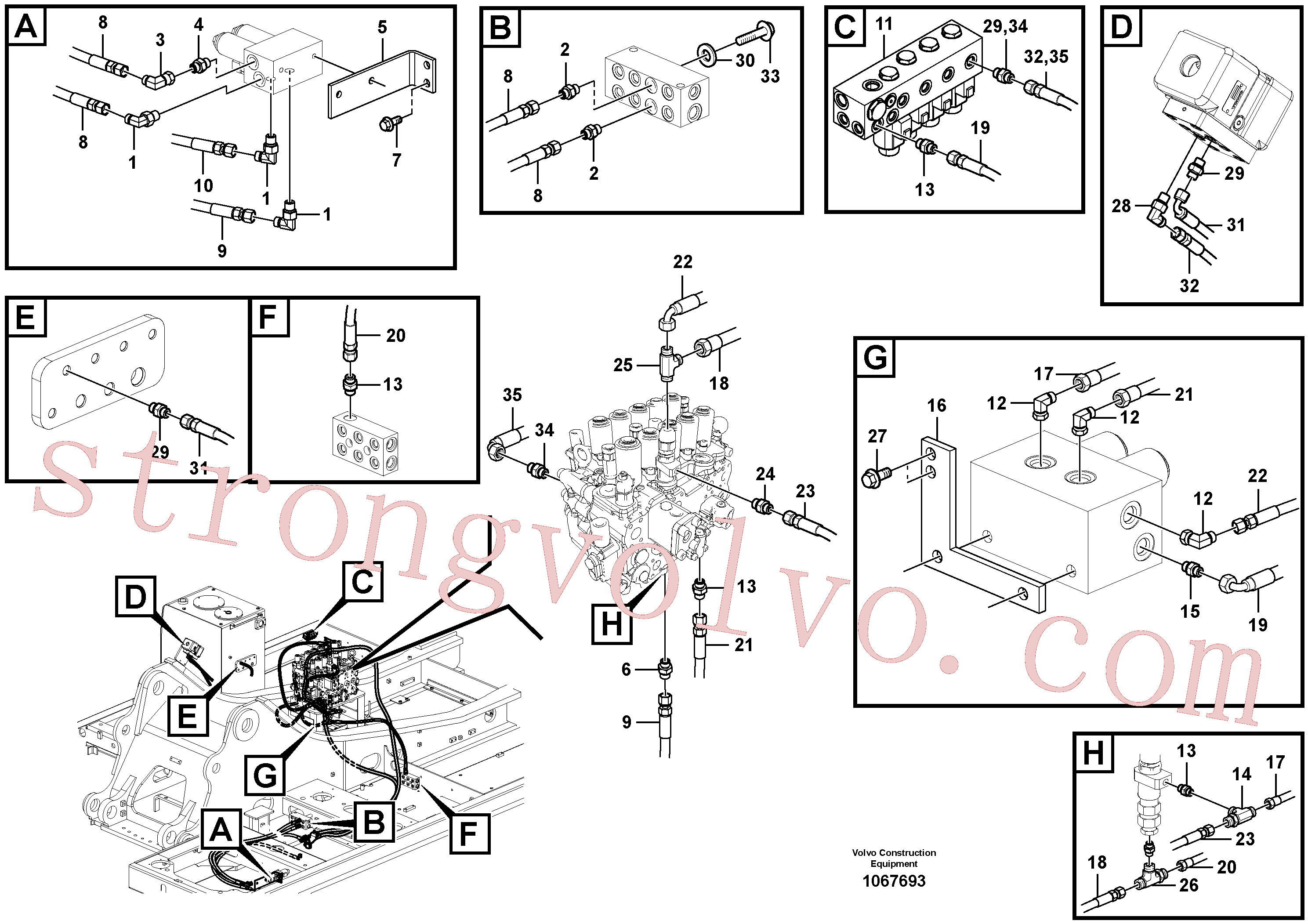 Atacado VOE936837 Mangueira completa Volvo escavadeira