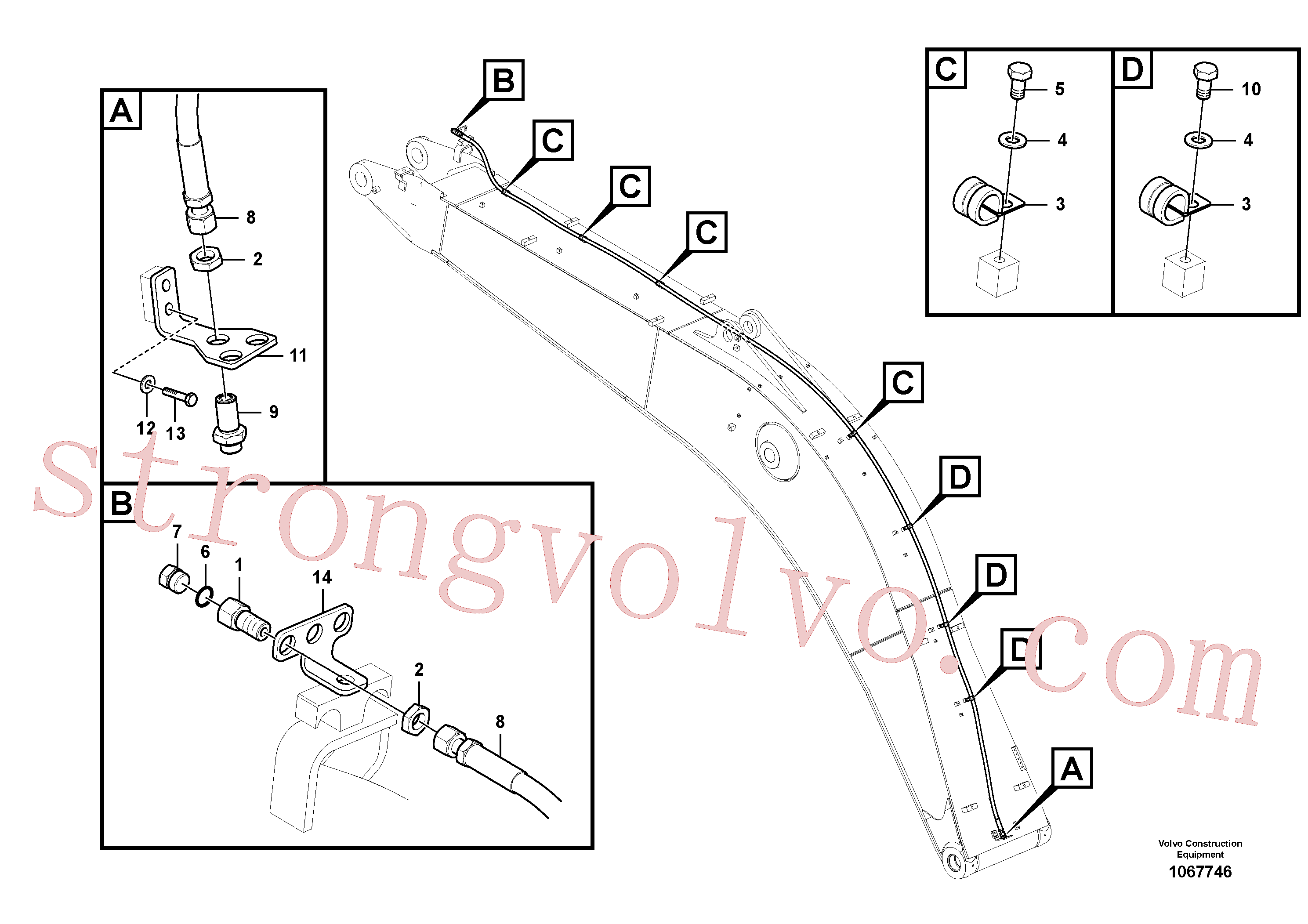 VOE15041497 Volvo Hidráulica de serviço, fuga de óleo na lança(1067746 Montagem)