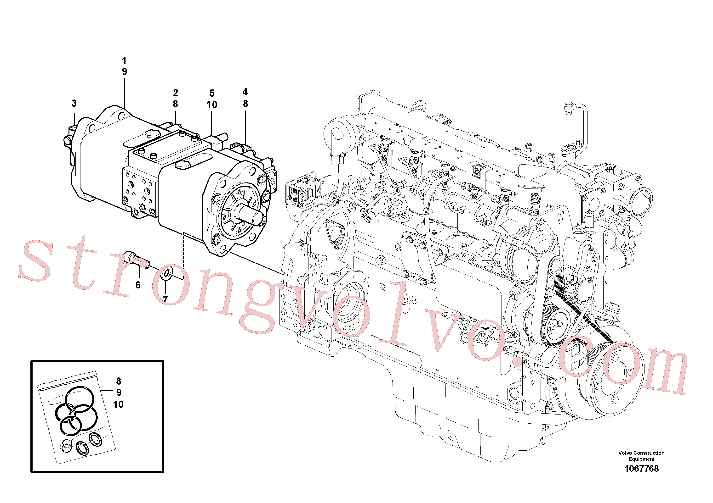 VOE997906 Volvo Instalação da bomba(1067768 Montagem)
