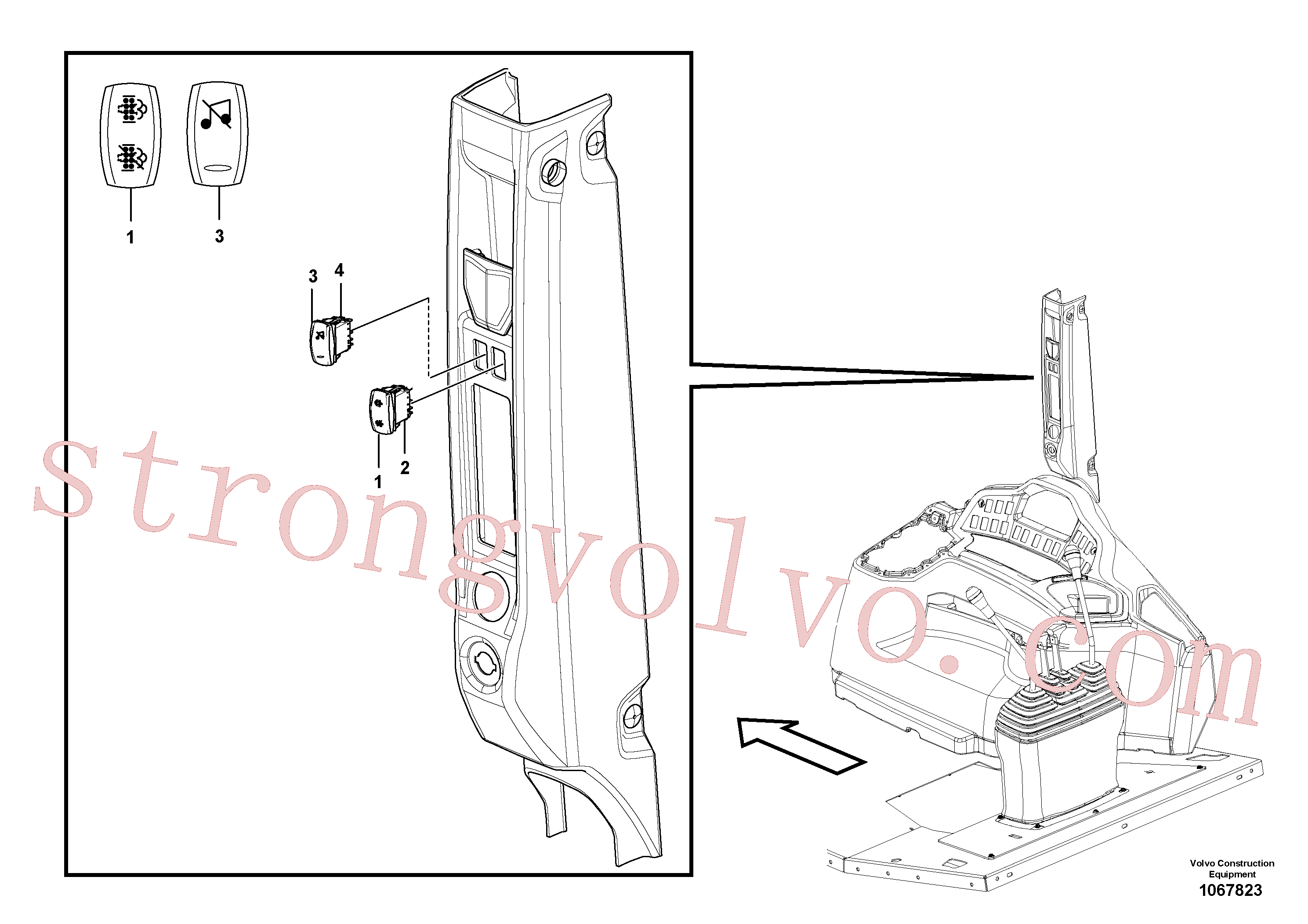 VOE11809129 Volvo Painel de interruptores(1067823 Montagem)