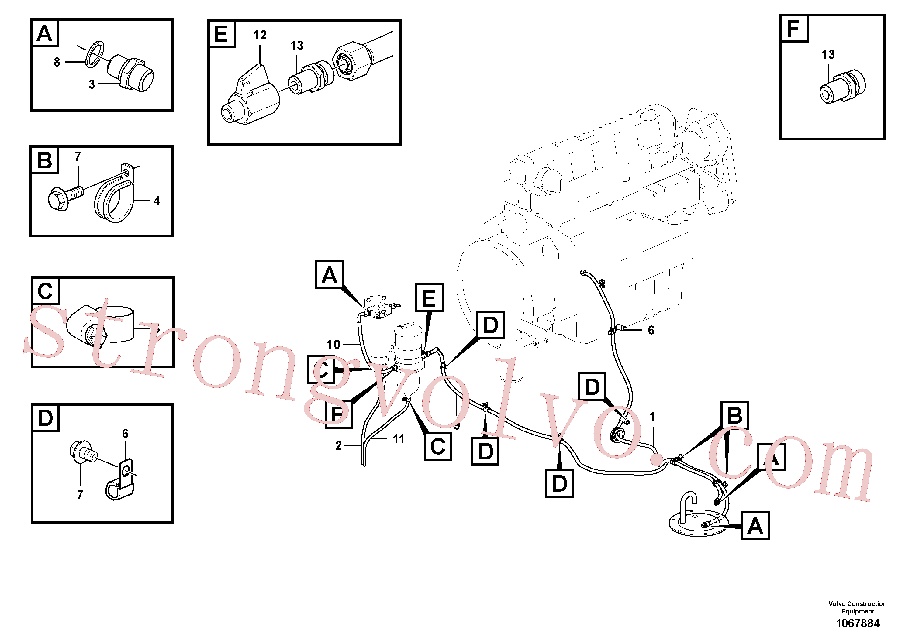 VOE14532534 Volvo Tubo de combustível - depósito de combustível(1067884 Montagem)