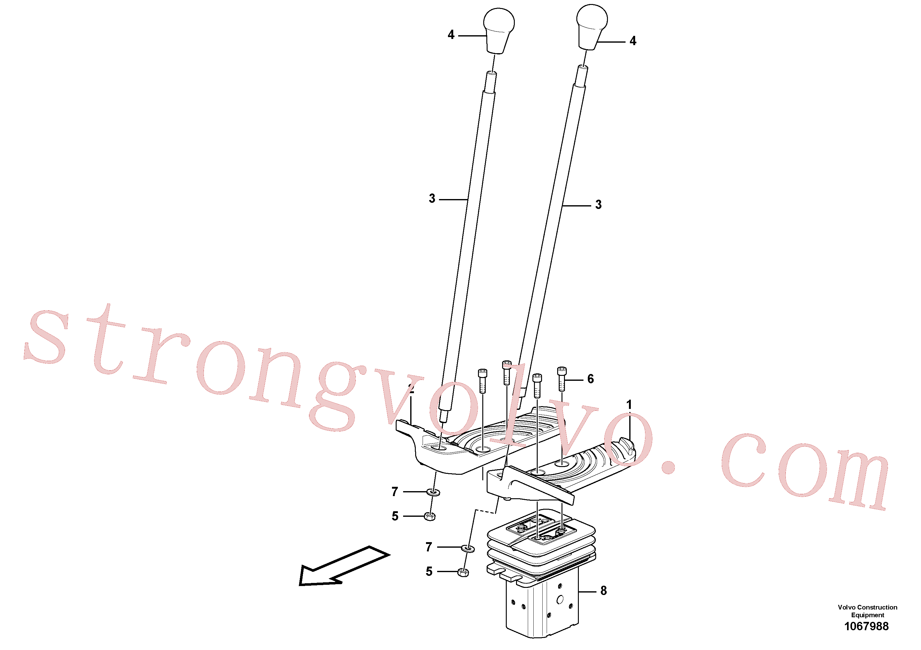 VOE15624140 Volvo Alavancas de comando: curso(1067988 Montagem)