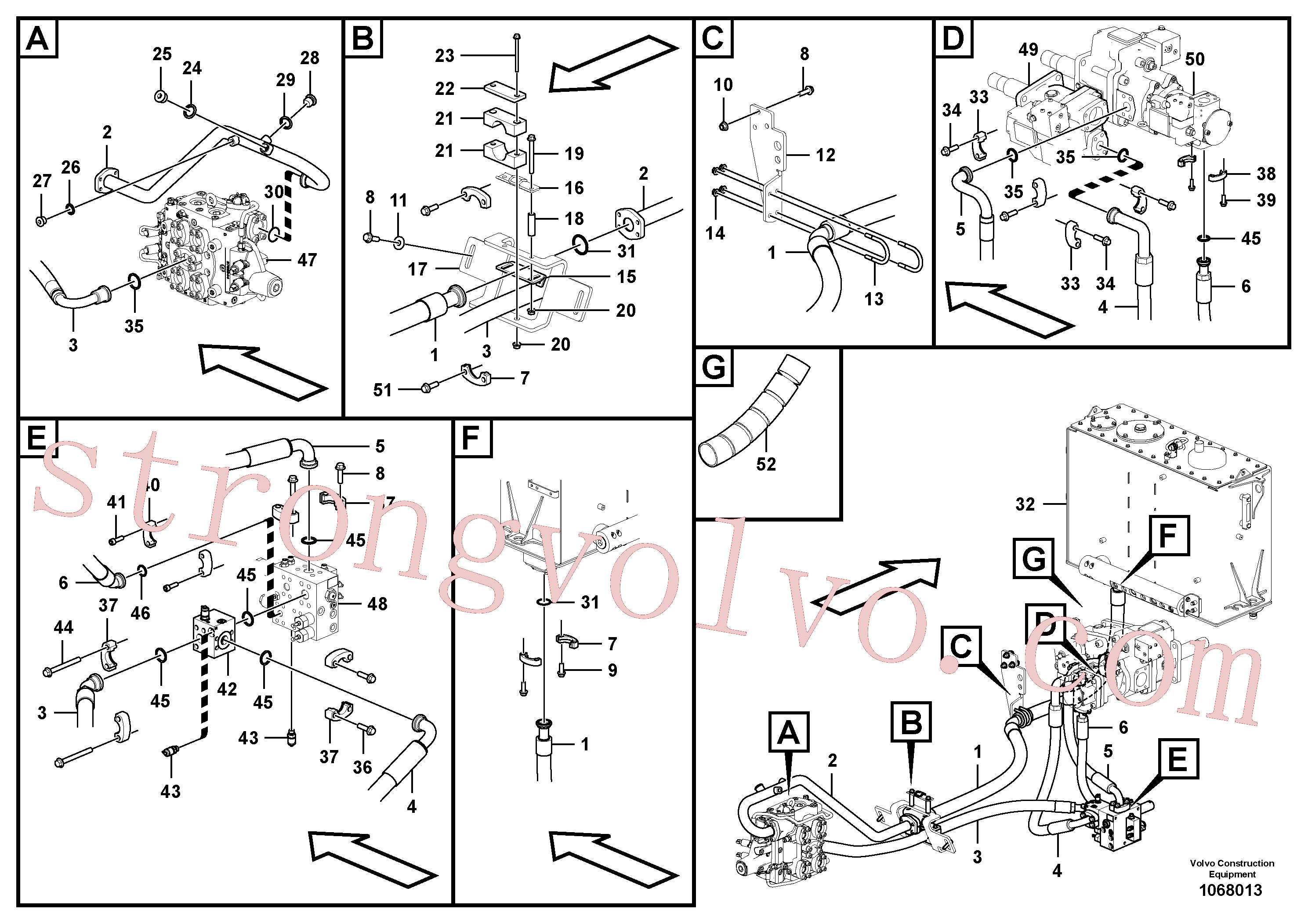 VOE13965197 Volvo Linhas de alimentação e de retorno - válvula de comando(1068013 Montagem)