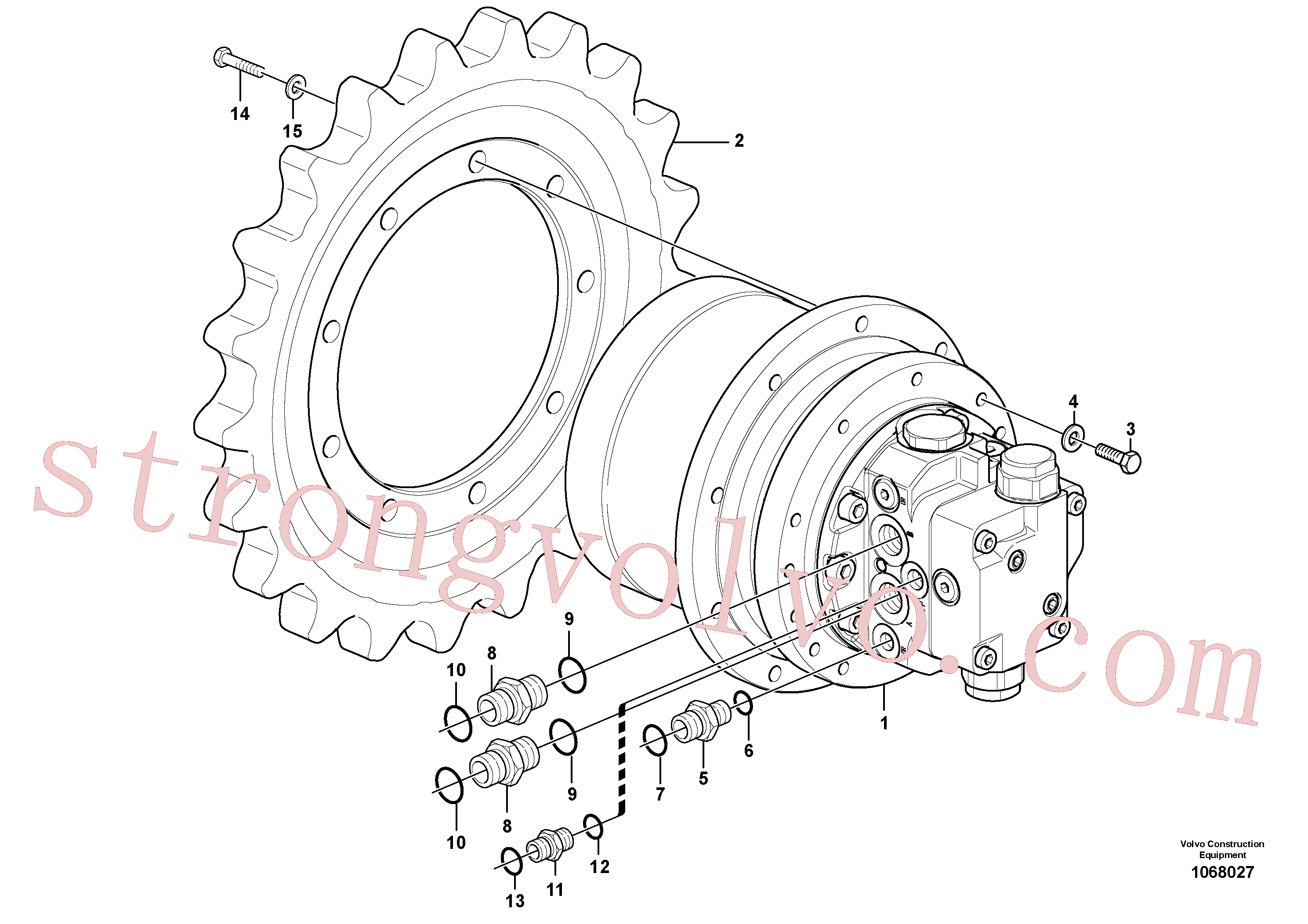 VOE15711902 Volvo Motor de curso com peças de montagem(1068027 Montagem)