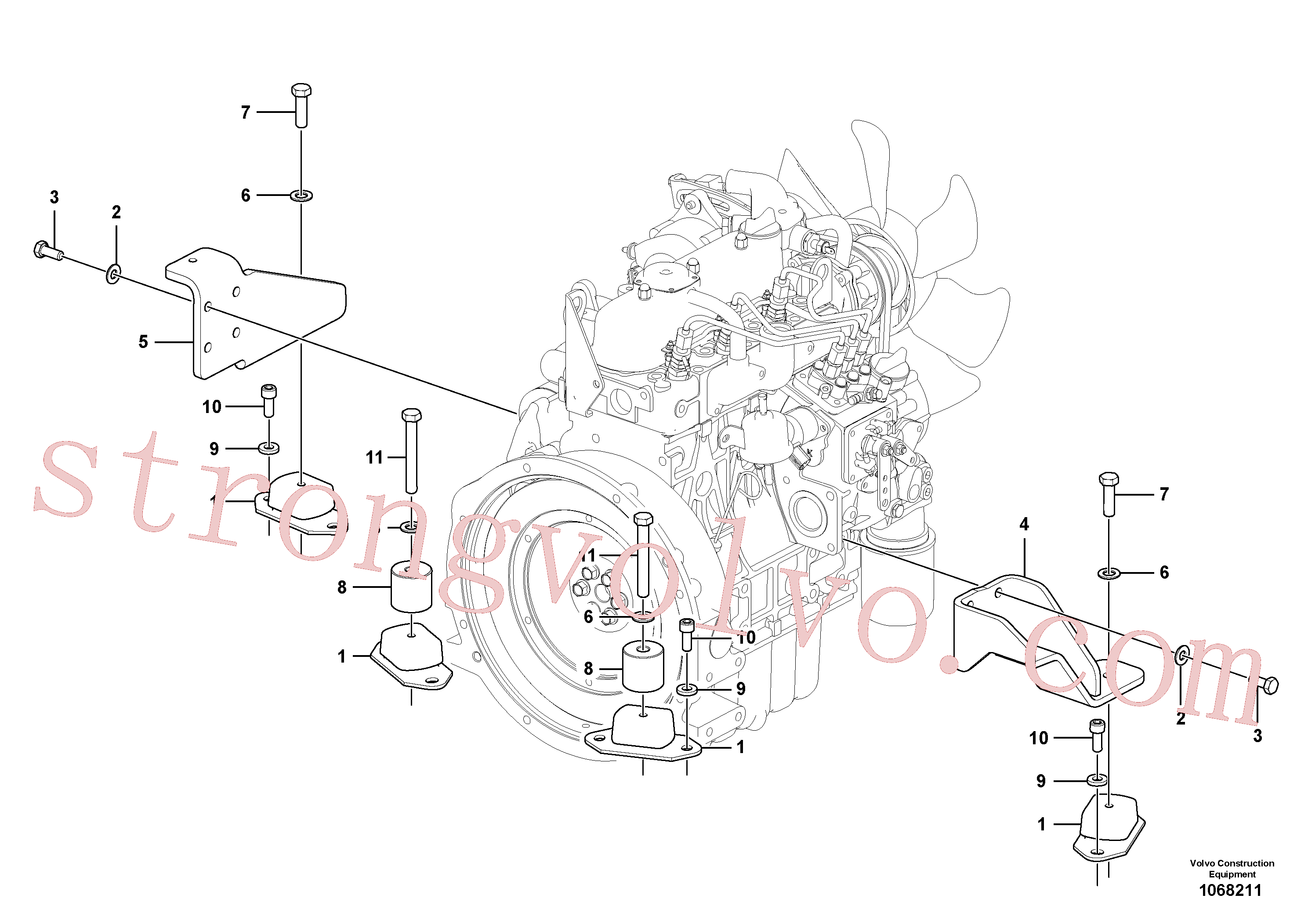 SA9011-31005 Volvo Apoios do motor(1068211 Montagem)