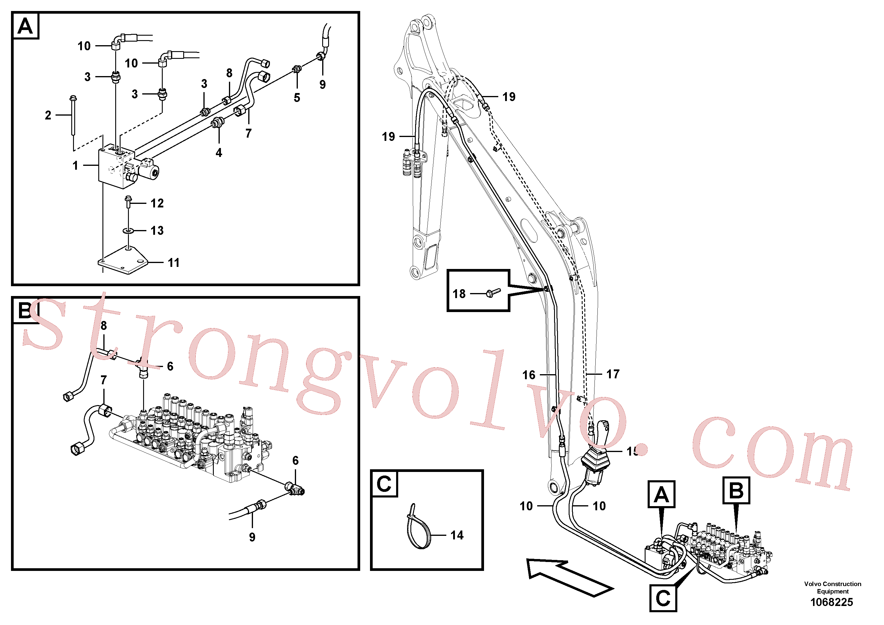 VOE16221477 Volvo Hidráulica de serviço, ruptura do braço de afundamento(1068225 Montagem)
