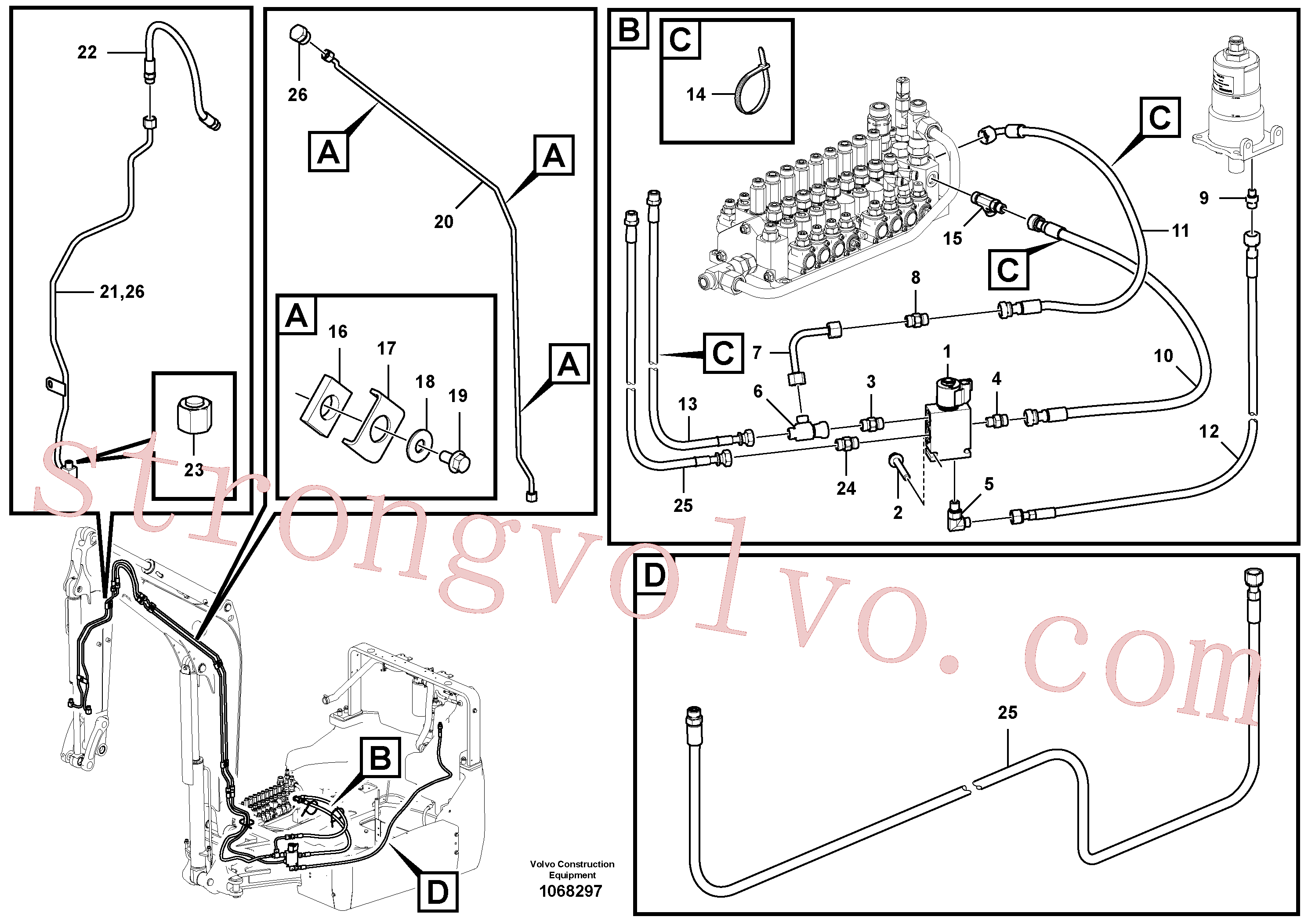 Atacado VOE16223649 Tubo Volvo escavadeira