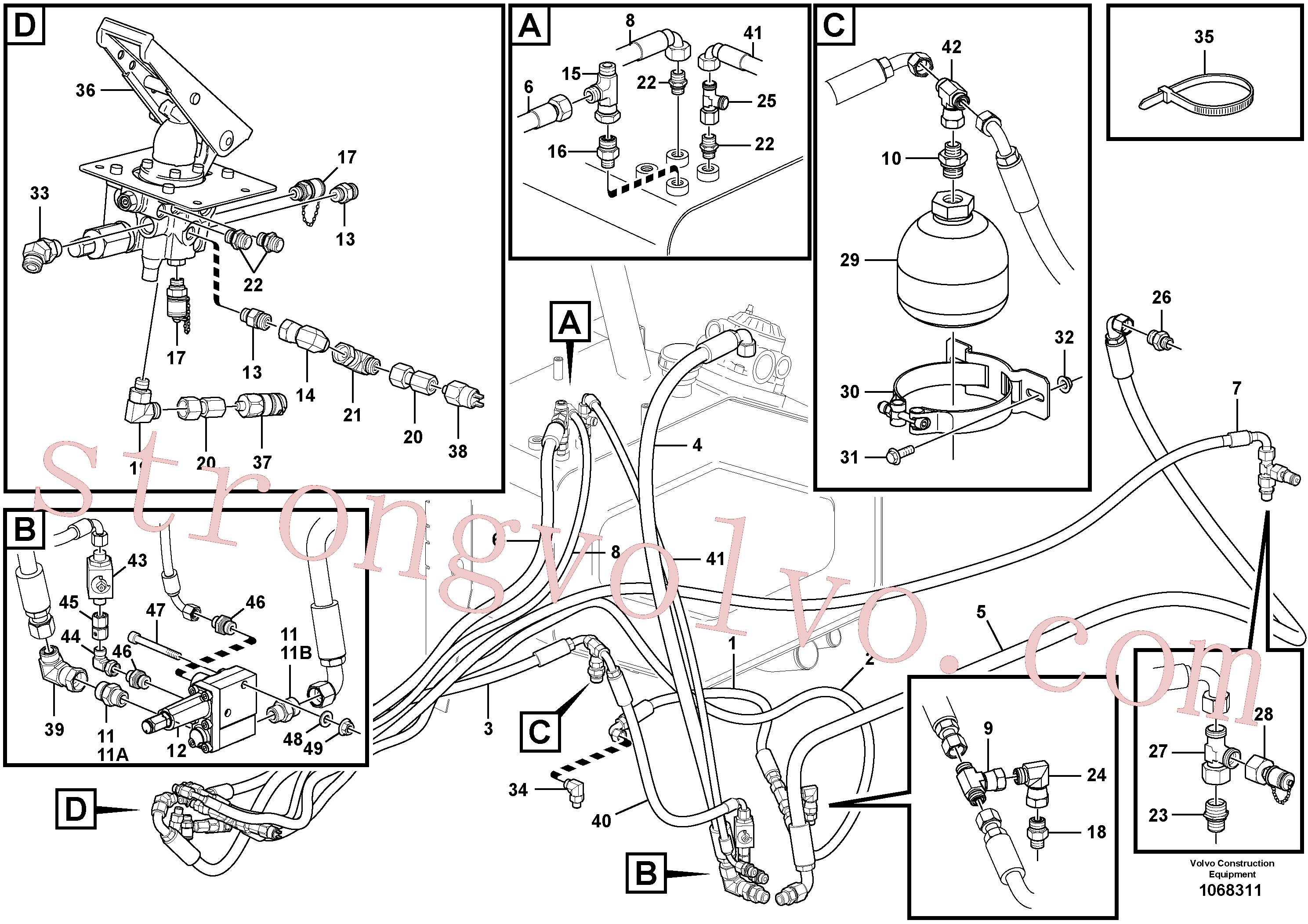 VOE14370894 Volvo Linhas - bomba de armazenamento do travão(1068311 Montagem)