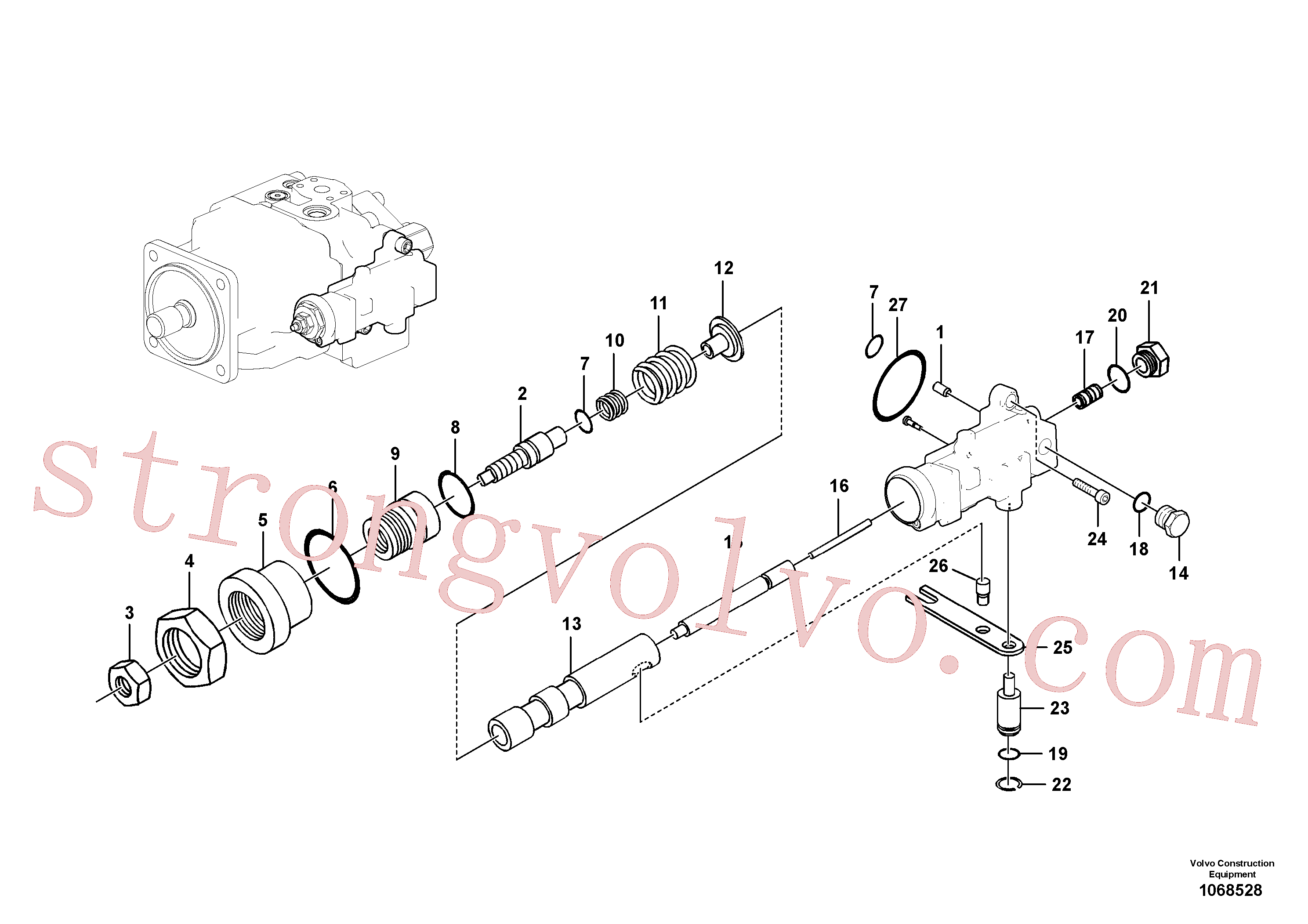 VOE14525120 Volvo Regulador, bomba hidráulica(1068528 Montagem)
