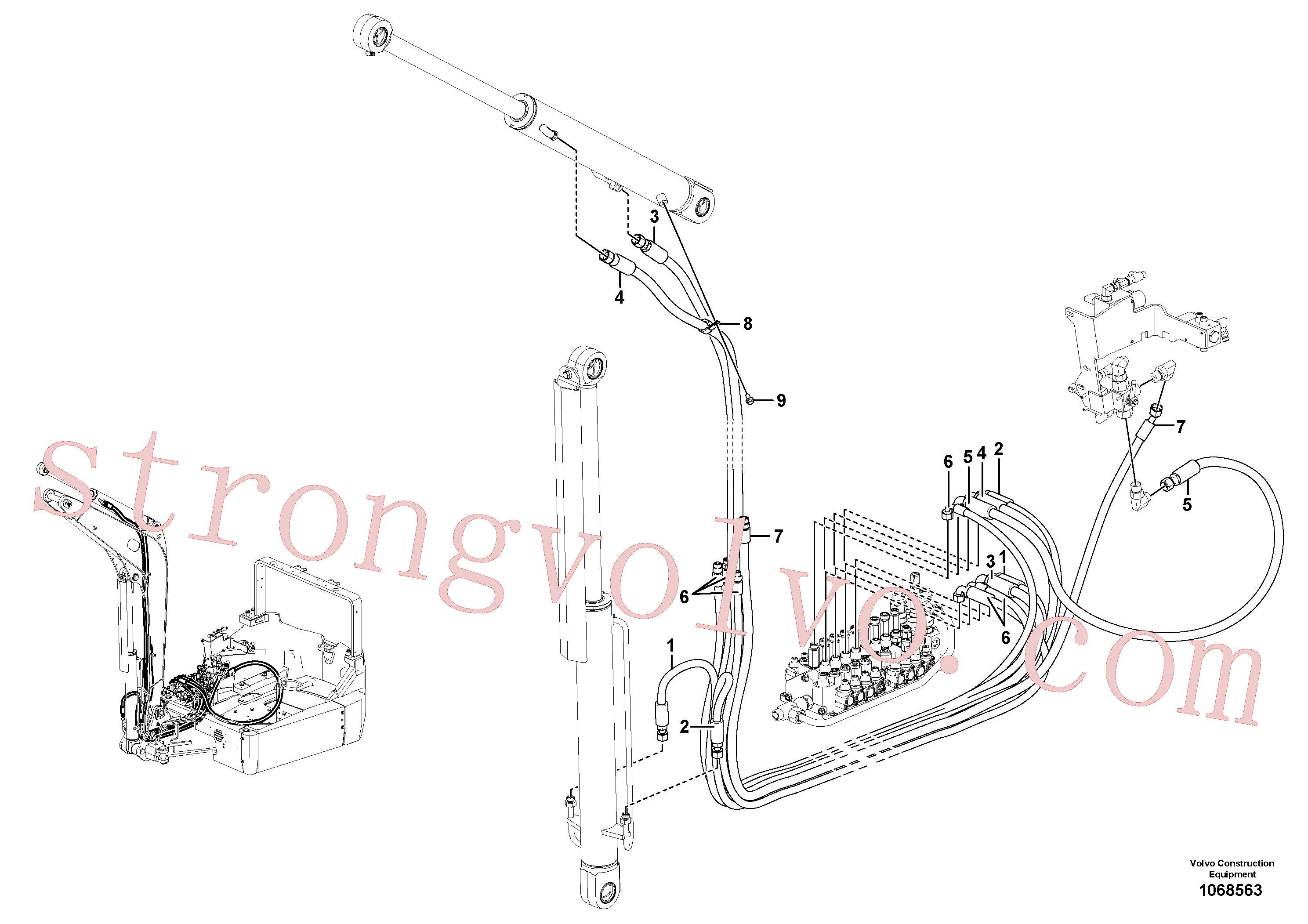 VOE16221477 Mangueira completa Volvo escavadeira