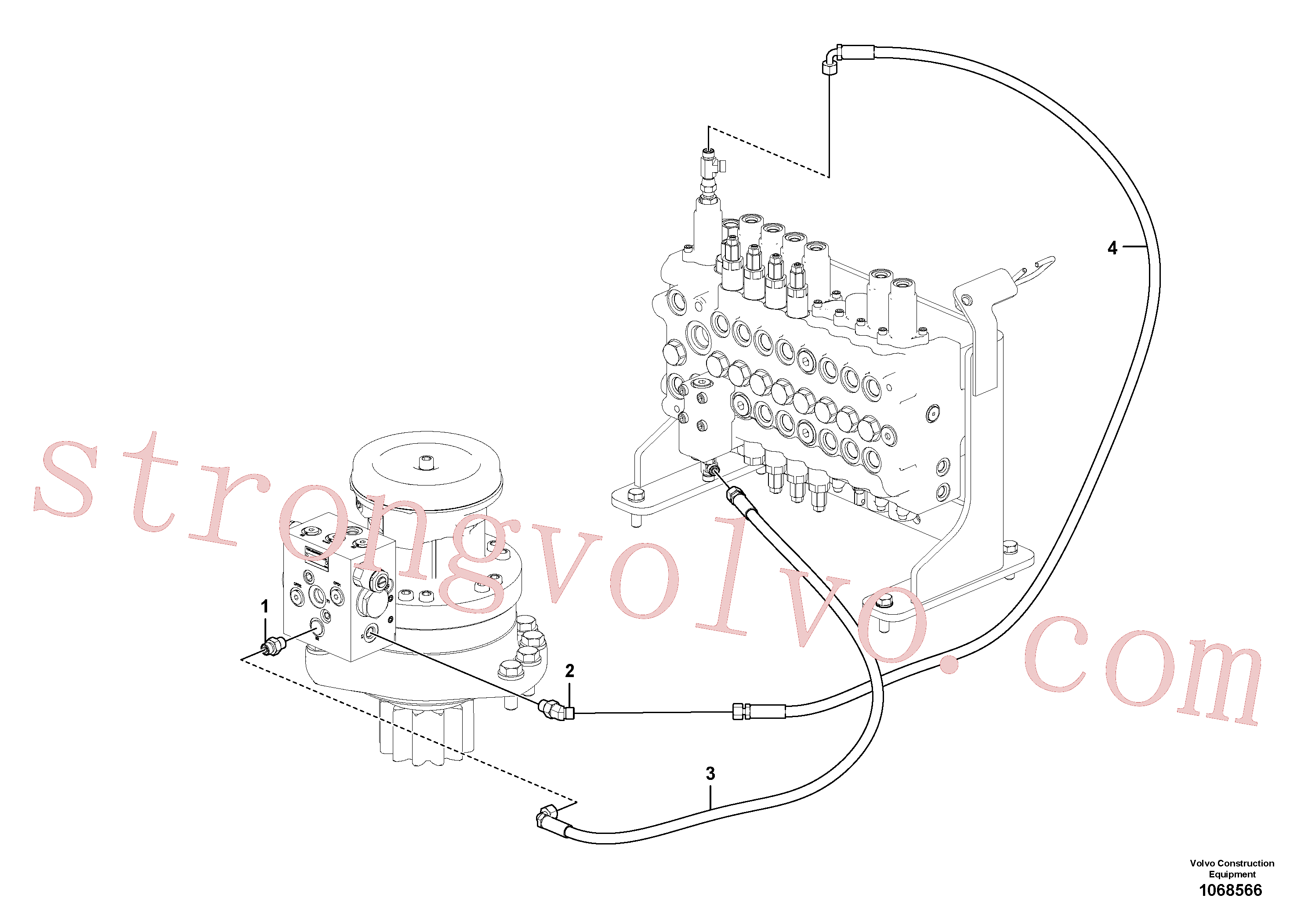 VOE937440 Volvo Sistema servomotor, válvula de comando para válvula solenóide(1068566 Montagem)