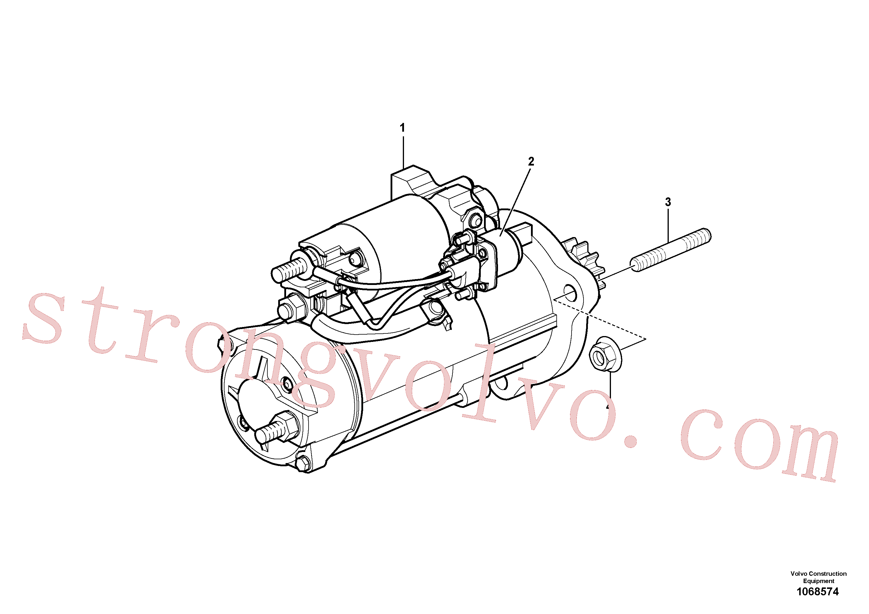 VOE953098 Volvo Motor de arranque com detalhes de montagem(1068574 Montagem)