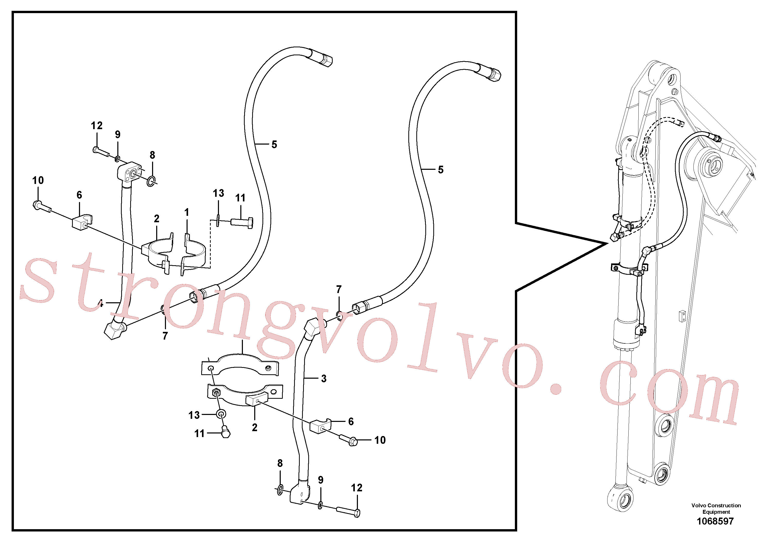 VOE14522134 Volvo Hidráulica de serviço, cilindro do balde no braço de afundamento(1068597 Montagem)