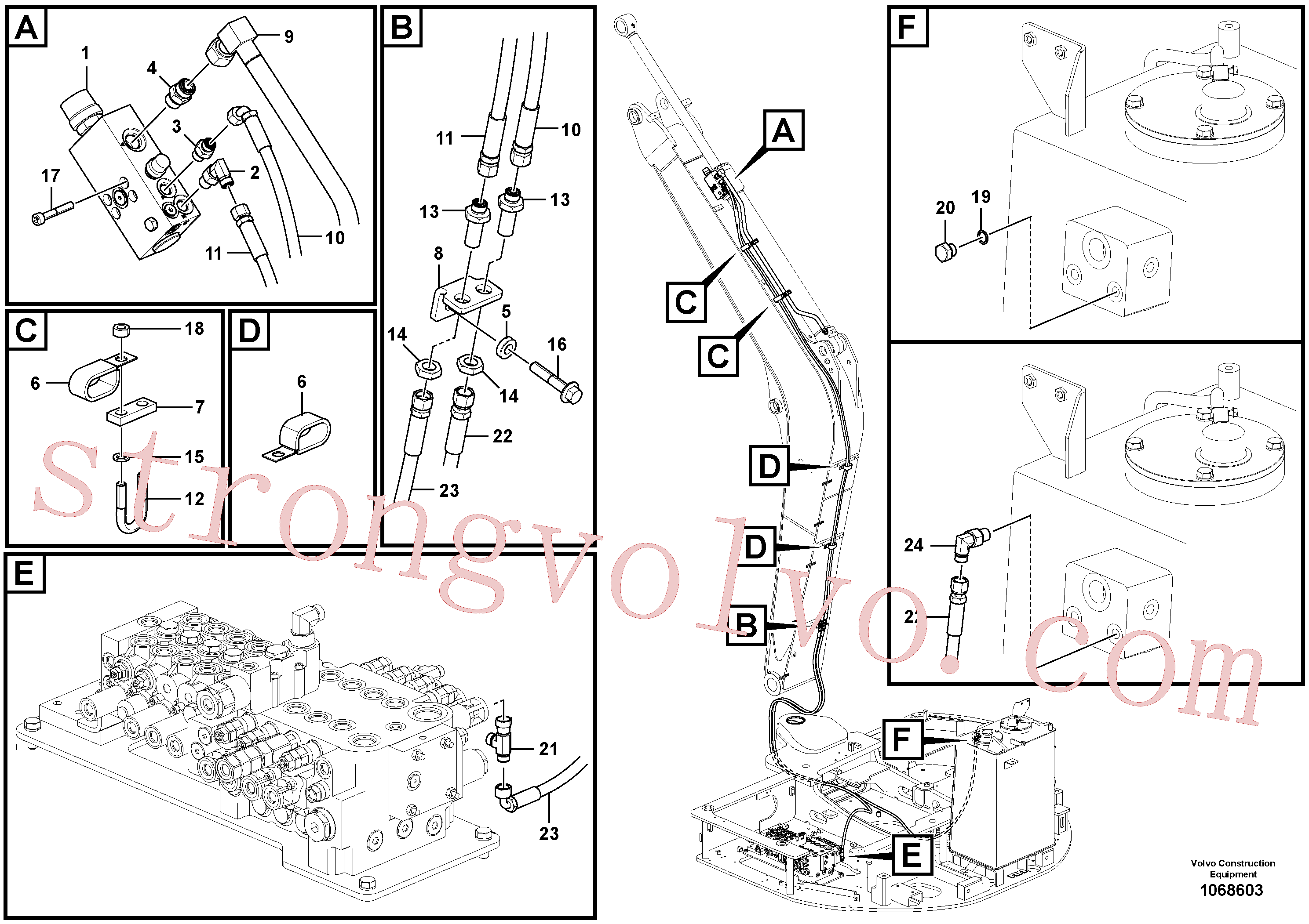 VOE14555444 Volvo Hidráulica de serviço, ruptura do braço de afundamento(1068603 Montagem)