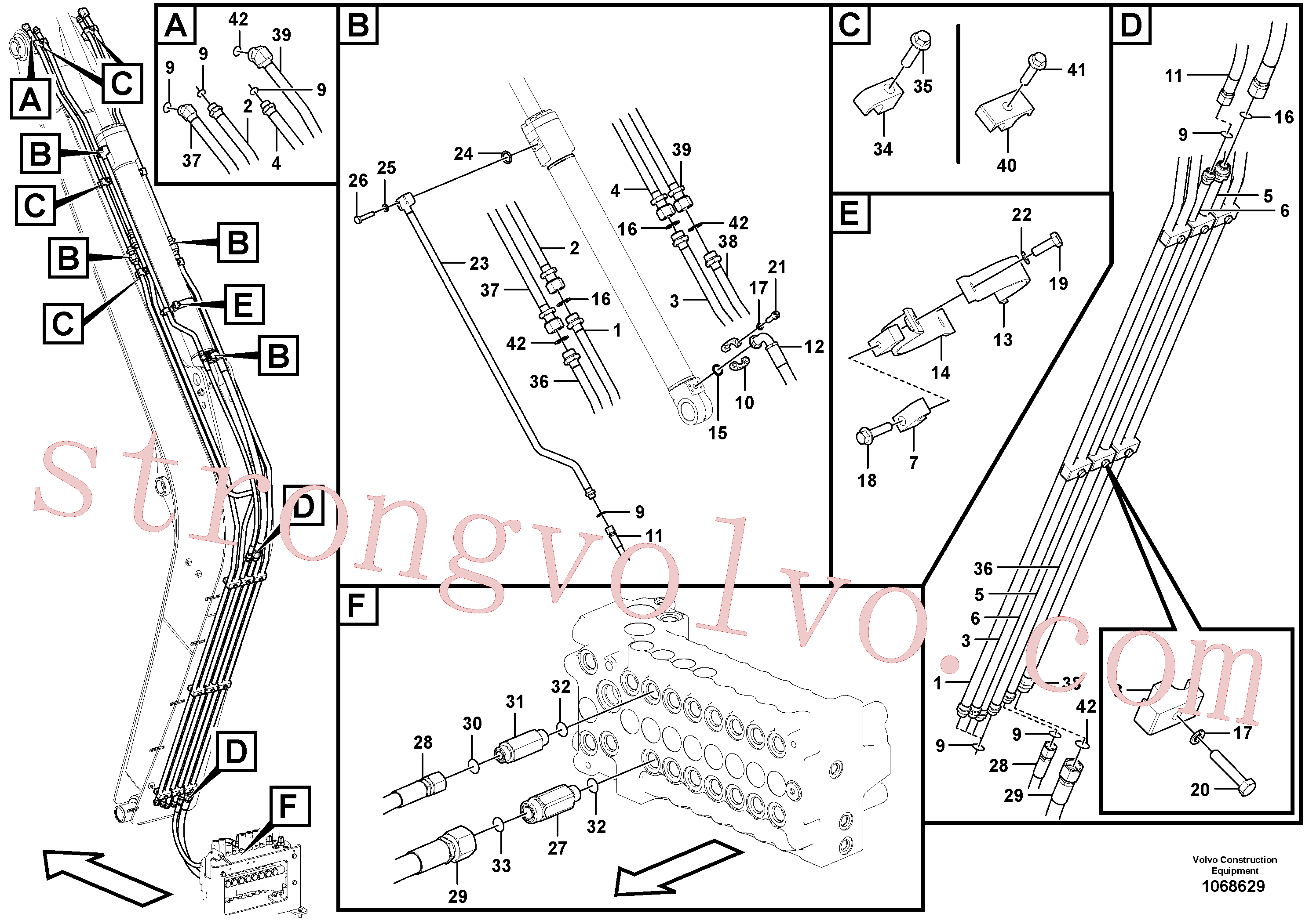 SA9419-11240 Volvo Hidráulica de serviço, martelo e cortador para lança(1068629 Montagem)