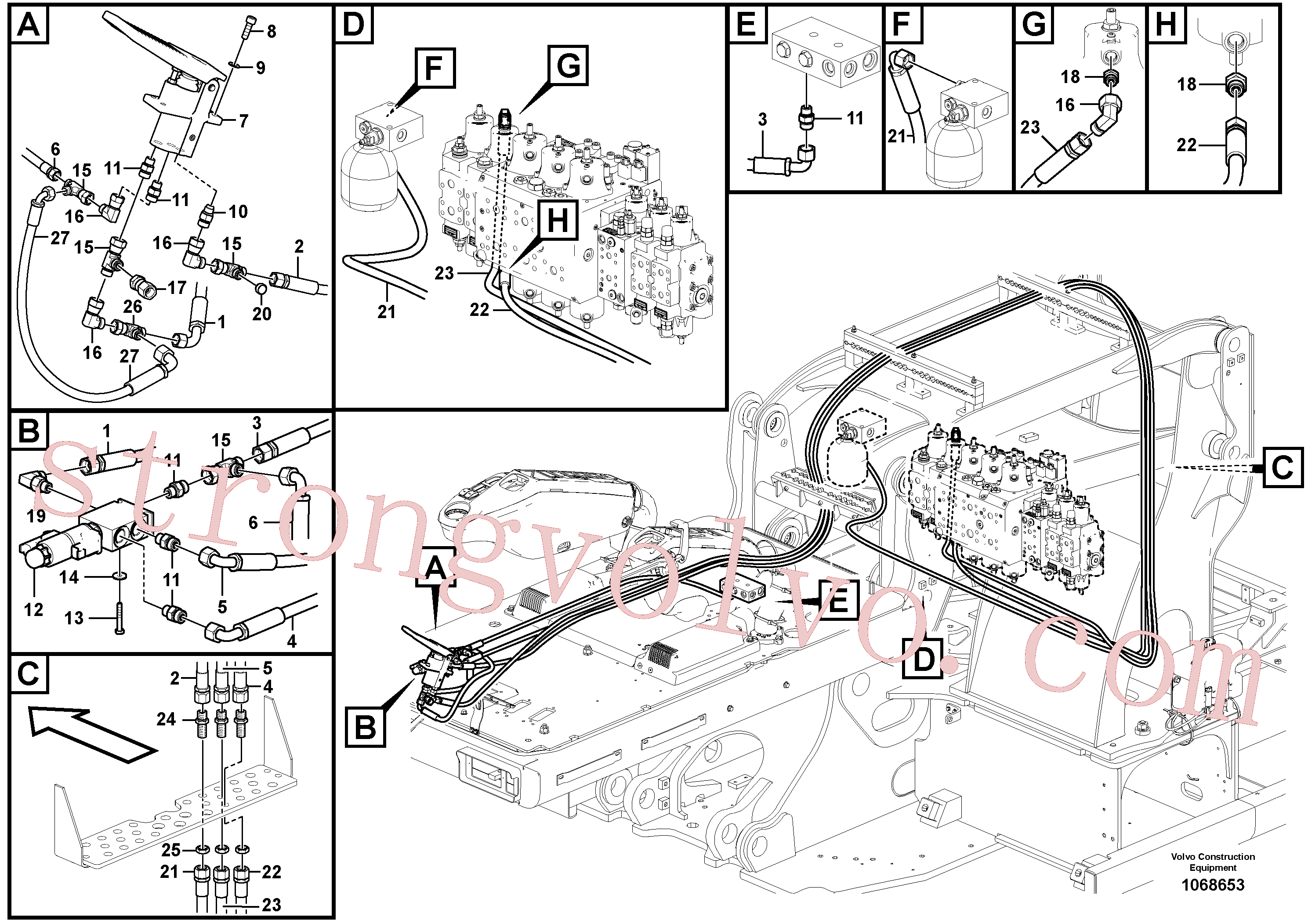 VOE936660 Volvo Sistema servomotor, válvula de comando para pedal da válvula de comando(1068653 Montagem)