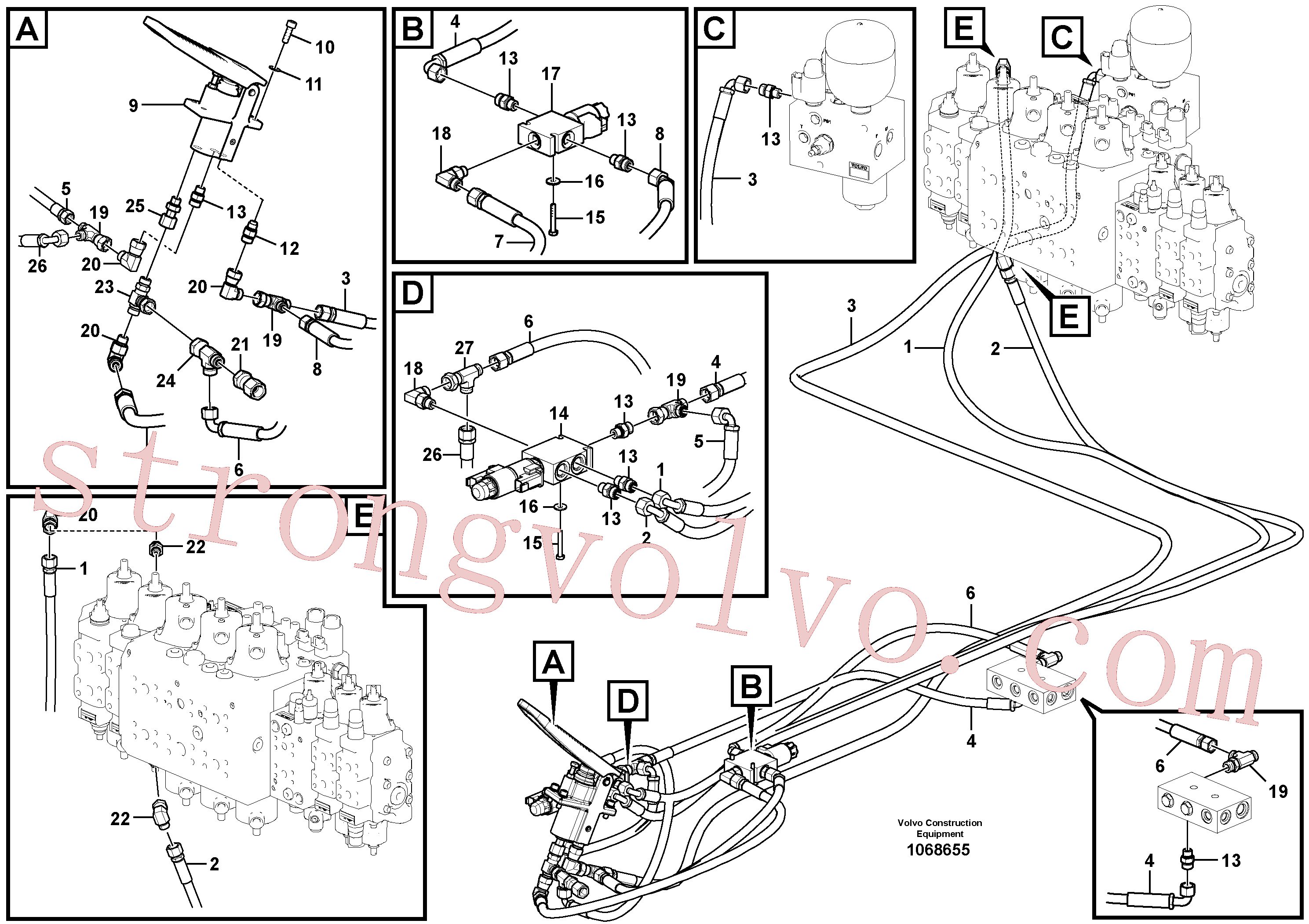 VOE14634921 Volvo Sistema servomotor, válvula de comando para pedal da válvula de comando(1068655 Montagem)