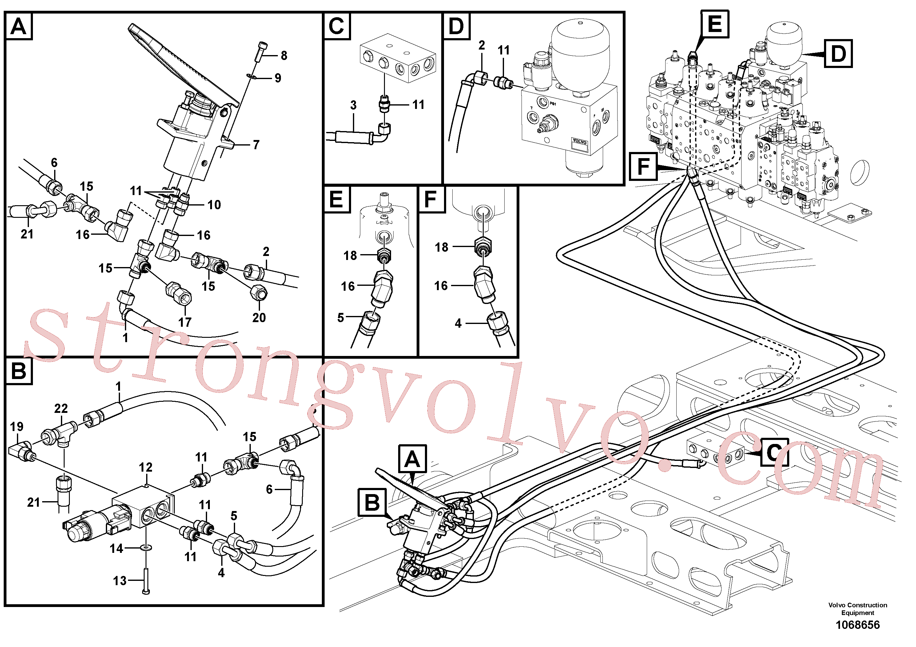 VOE14634921 Volvo Sistema servomotor, válvula de comando para pedal da válvula de comando(1068656 Montagem)