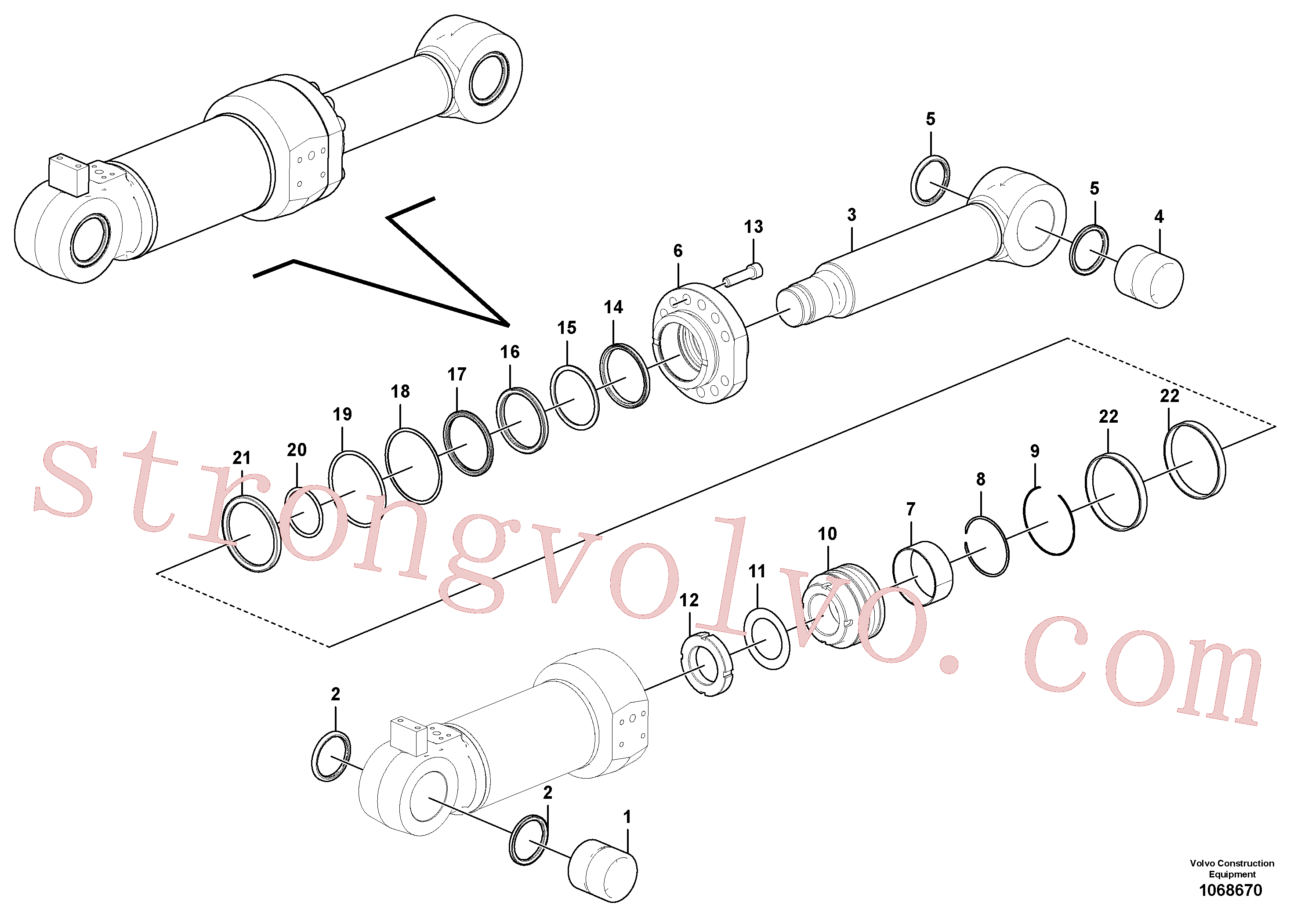 SA9563-20950 Volvo Cilindro da lâmina niveladora(1068670 Montagem)