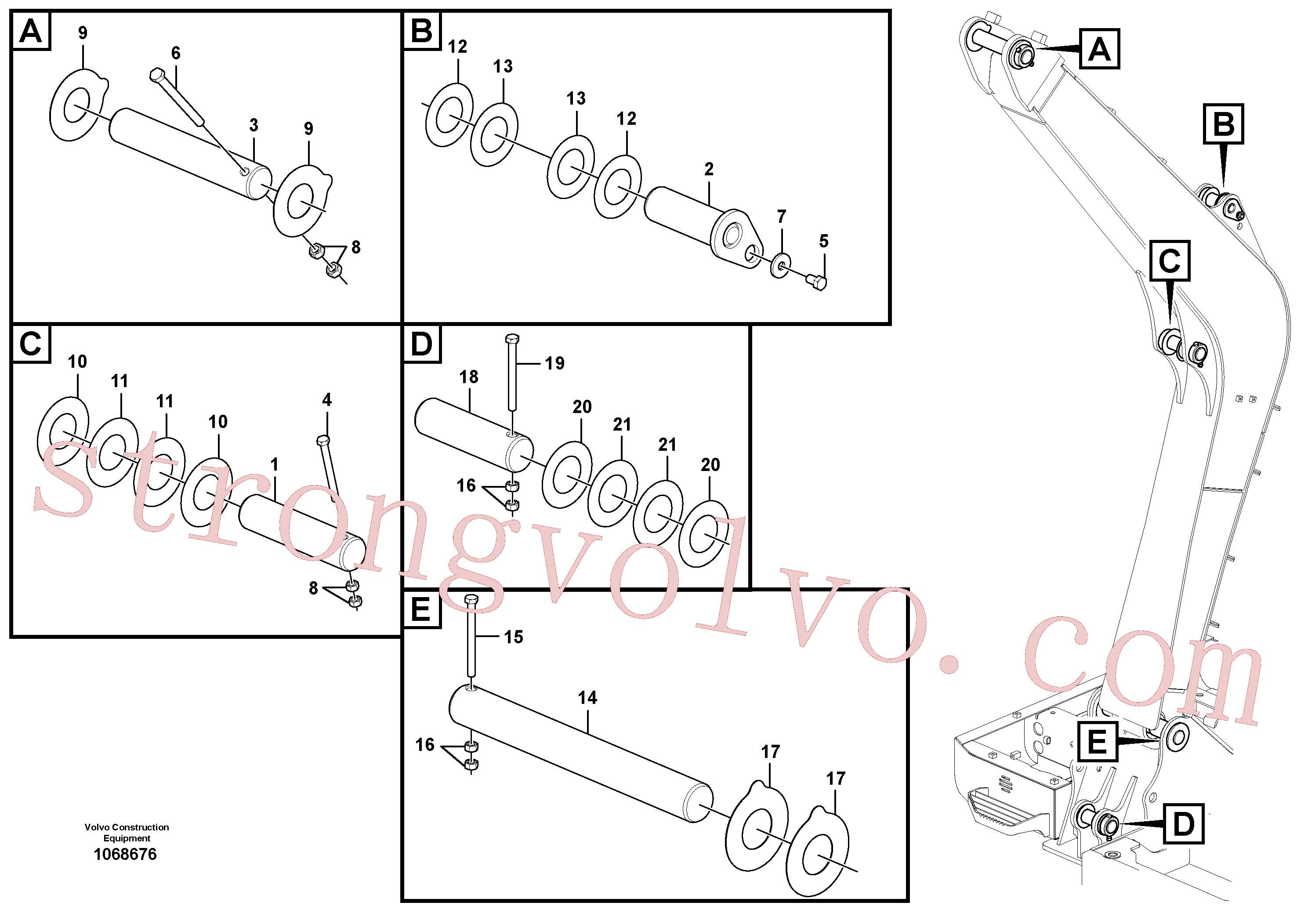 VOE14635161 Volvo Tirantes para a lança(1068676 Montagem)