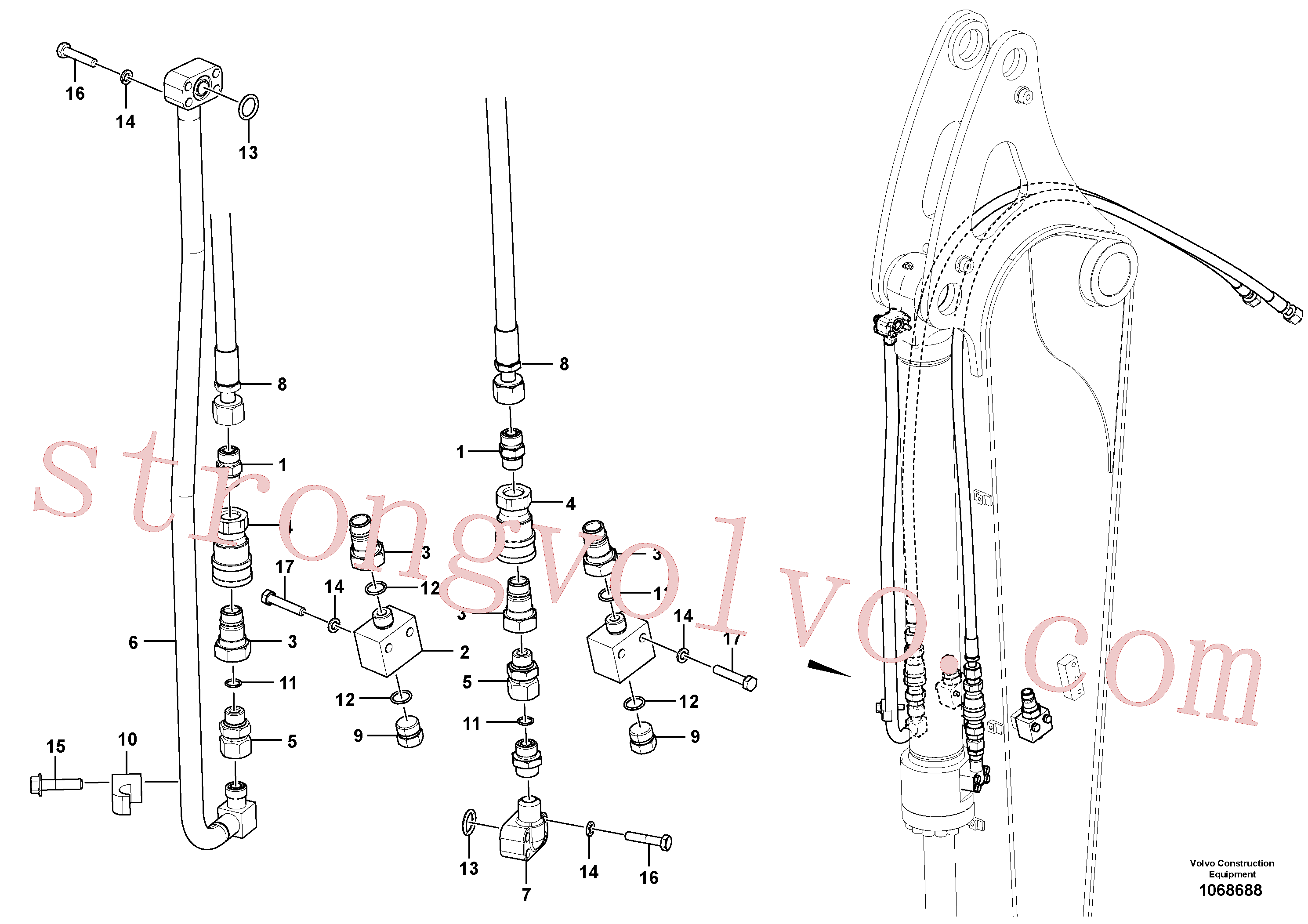 SA9011-20809 Volvo Hidráulica de serviço, sistema de mandíbulas no equipamento de serviço(1068688 Montagem)