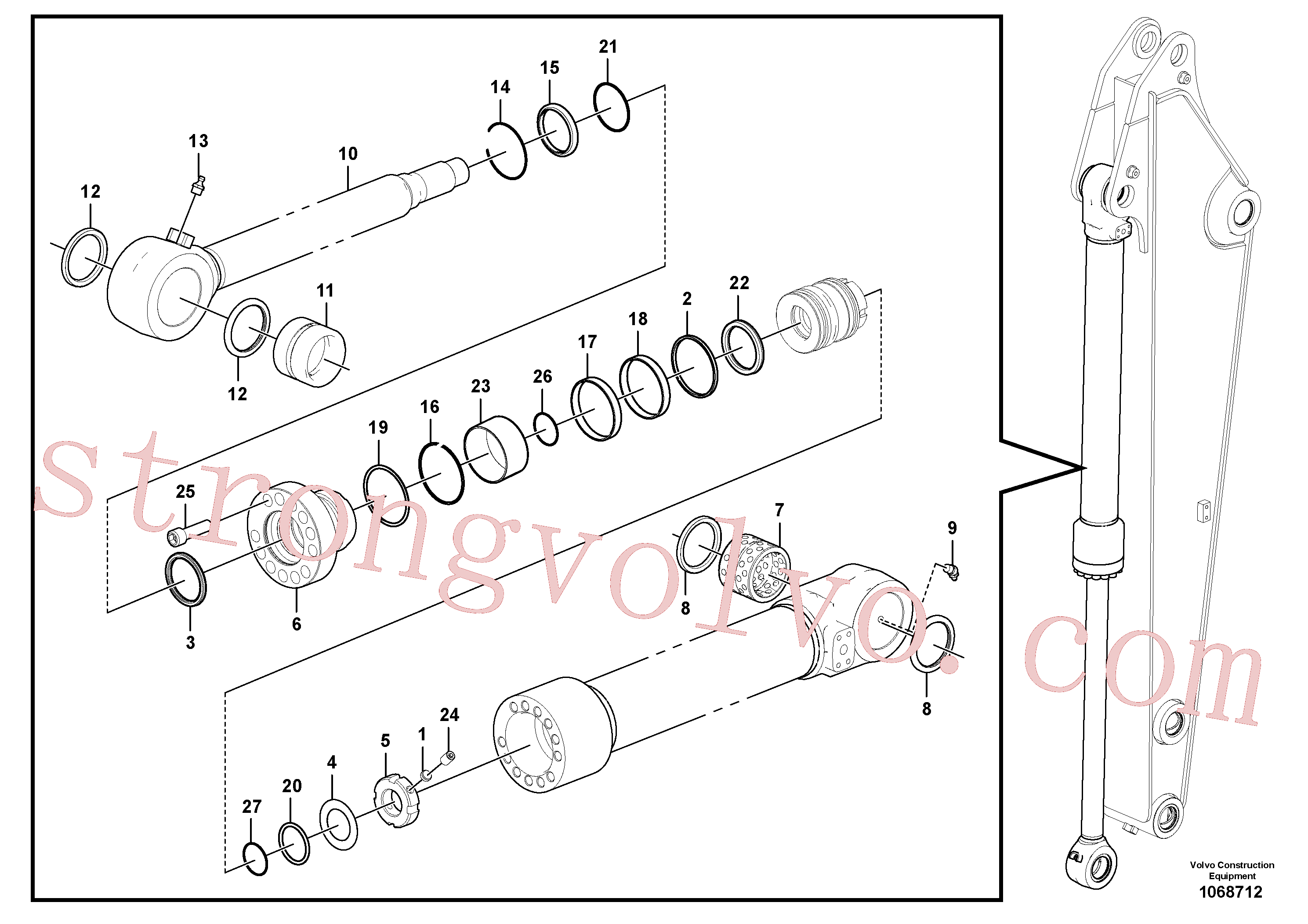 VOE14880699 Volvo Cilindro de balde(1068712 Montagem)