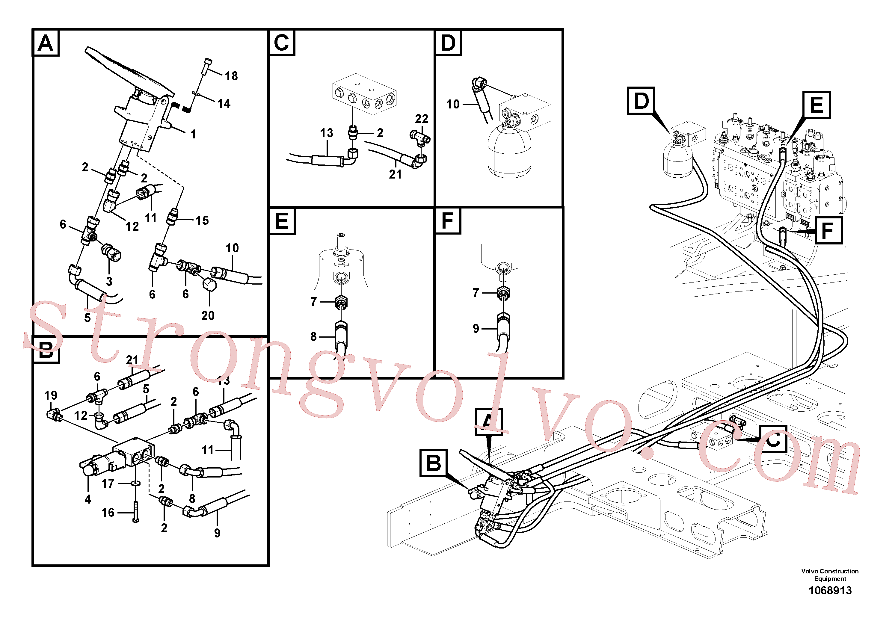 Atacado VOE937841 Mangueira completa Volvo escavadeira