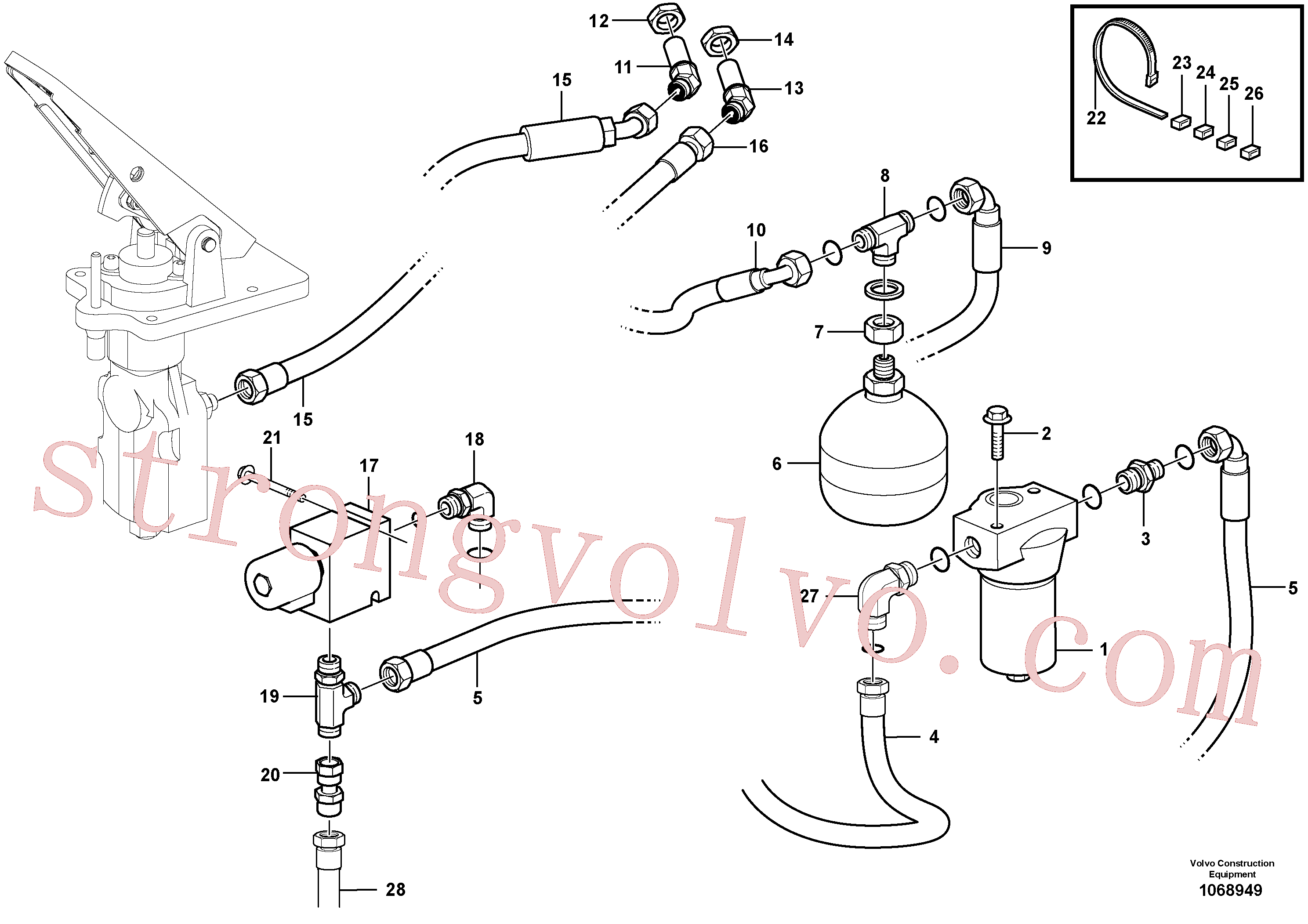 VOE937210 Volvo Sistema de travão hidráulico, unidade do motor(1068949 Montagem)