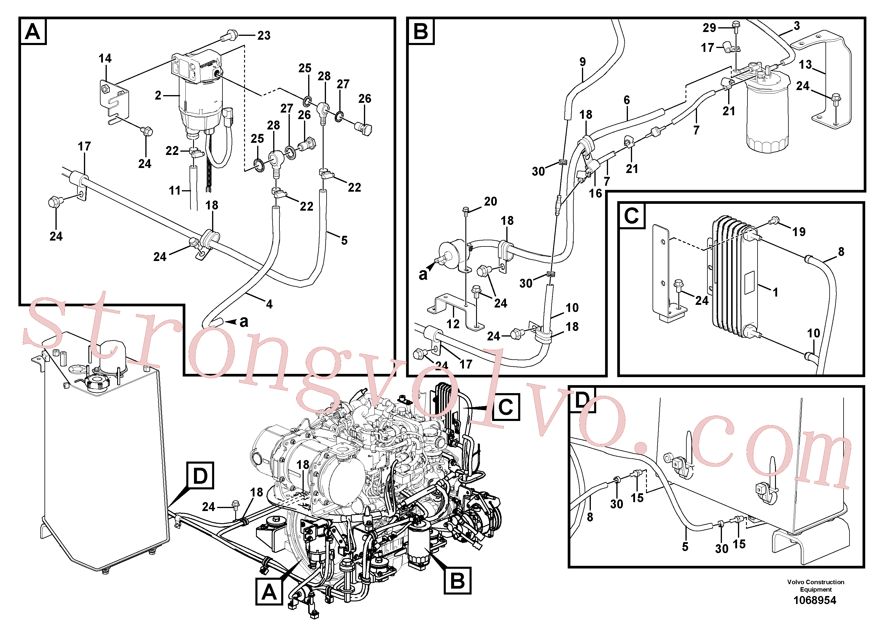 VOE13945414 Volvo Tubo de combustível - depósito de combustível(1068954 Montagem)