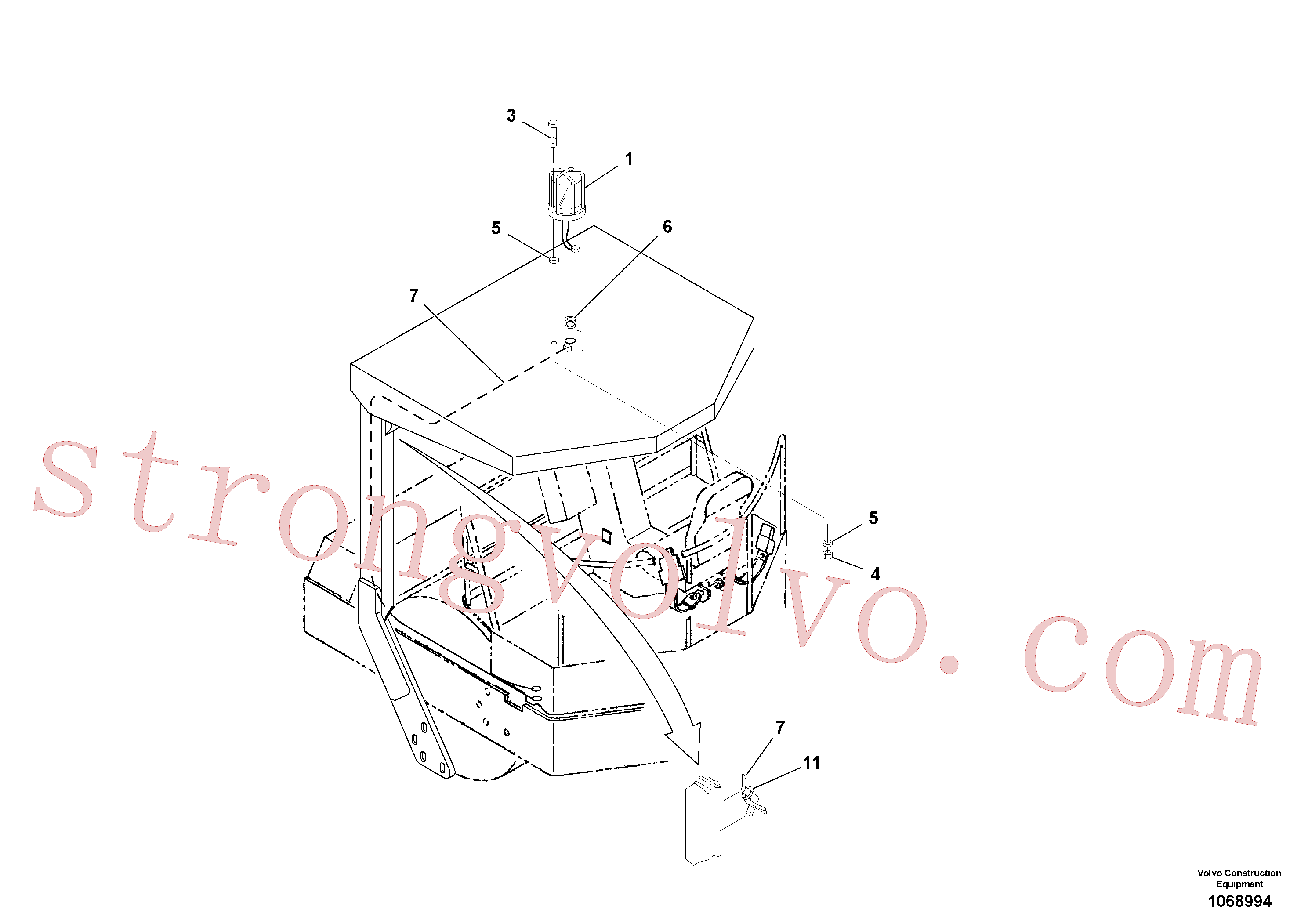 RM96705744 Volvo Instalação do sinalizador rotativo(1068994 Montagem)