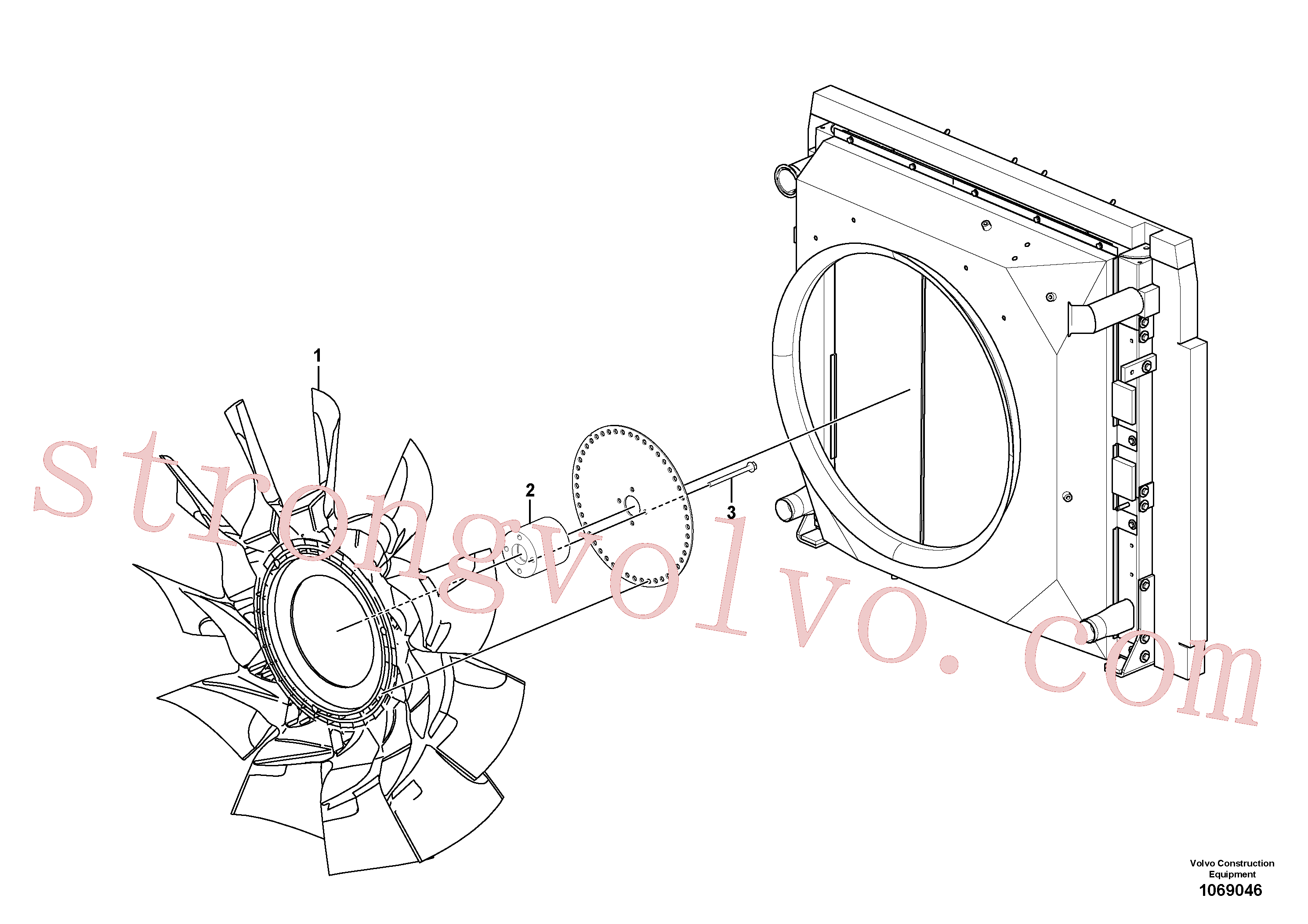 VOE60113242 Volvo Sistema de arrefecimento, Suporte da ventoinha da refrigeração(1069046 Montagem)
