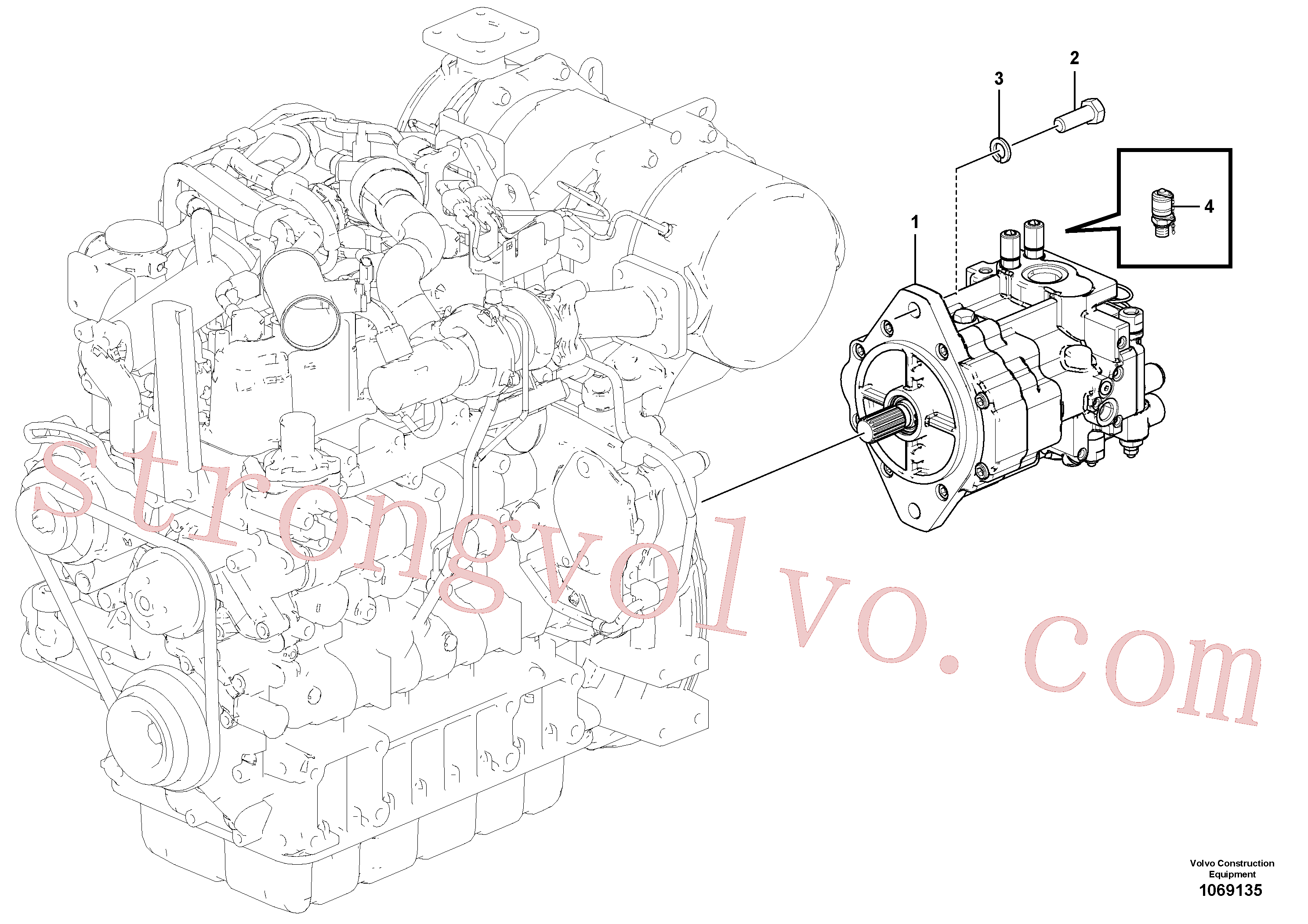 VOE978937 Volvo Instalação da bomba(1069135 Montagem)