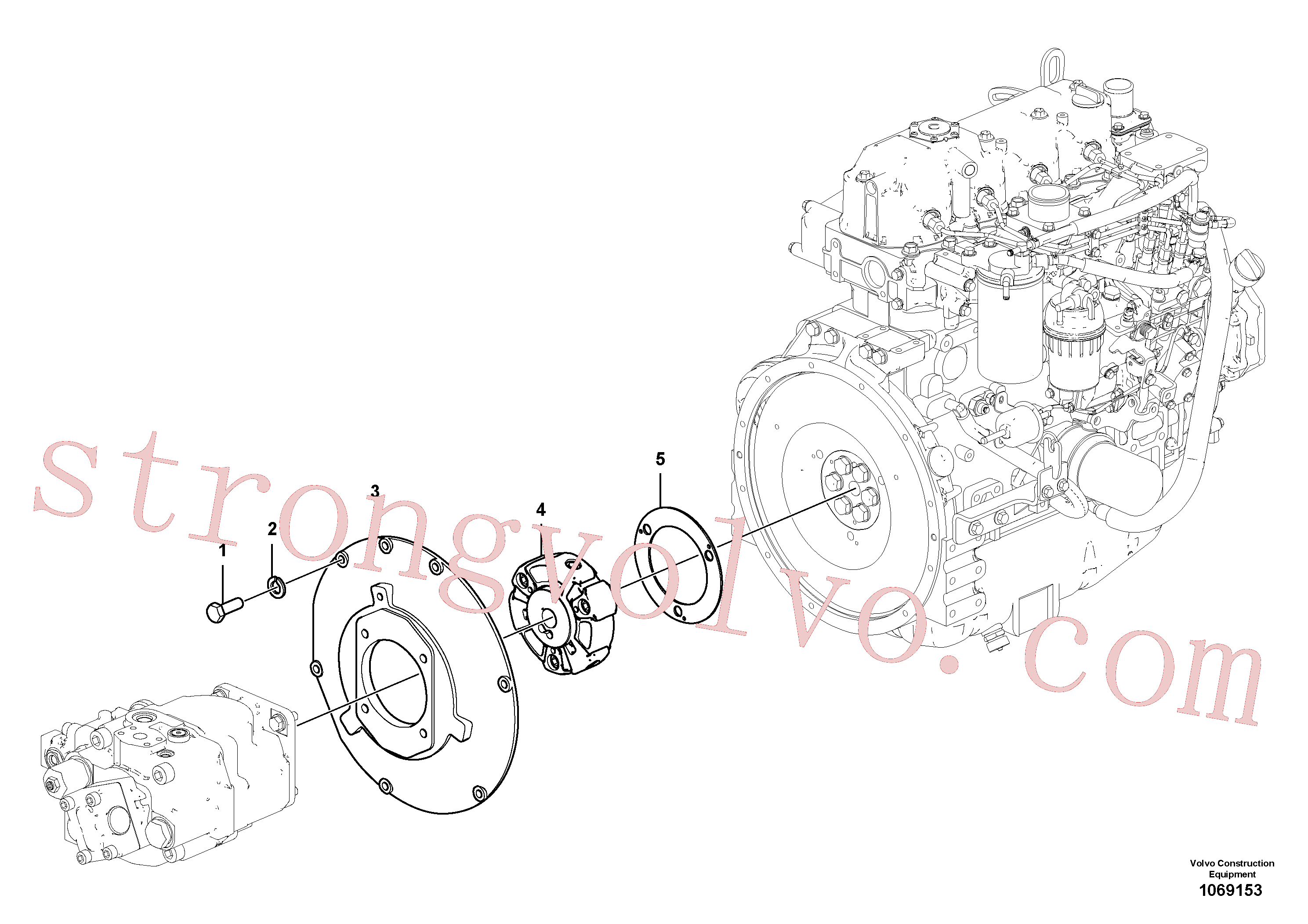 VOE14525581 Volvo Caixa de engrenagens da bomba com peças de montagem(1069153 Montagem)
