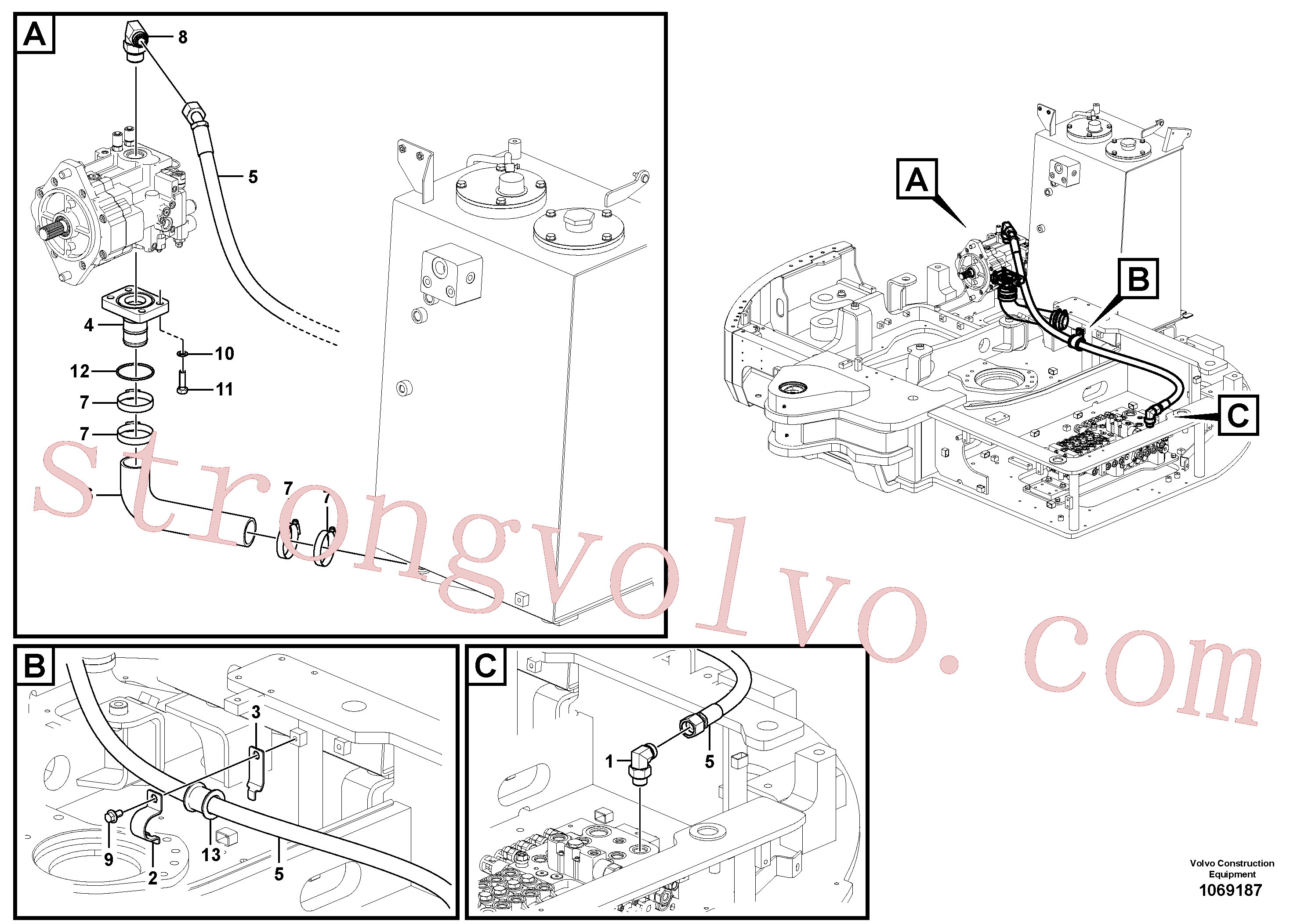 VOE14691020 Volvo Sistema hidráulico, tanque hidráulico para a bomba hidráulica(1069187 Montagem)