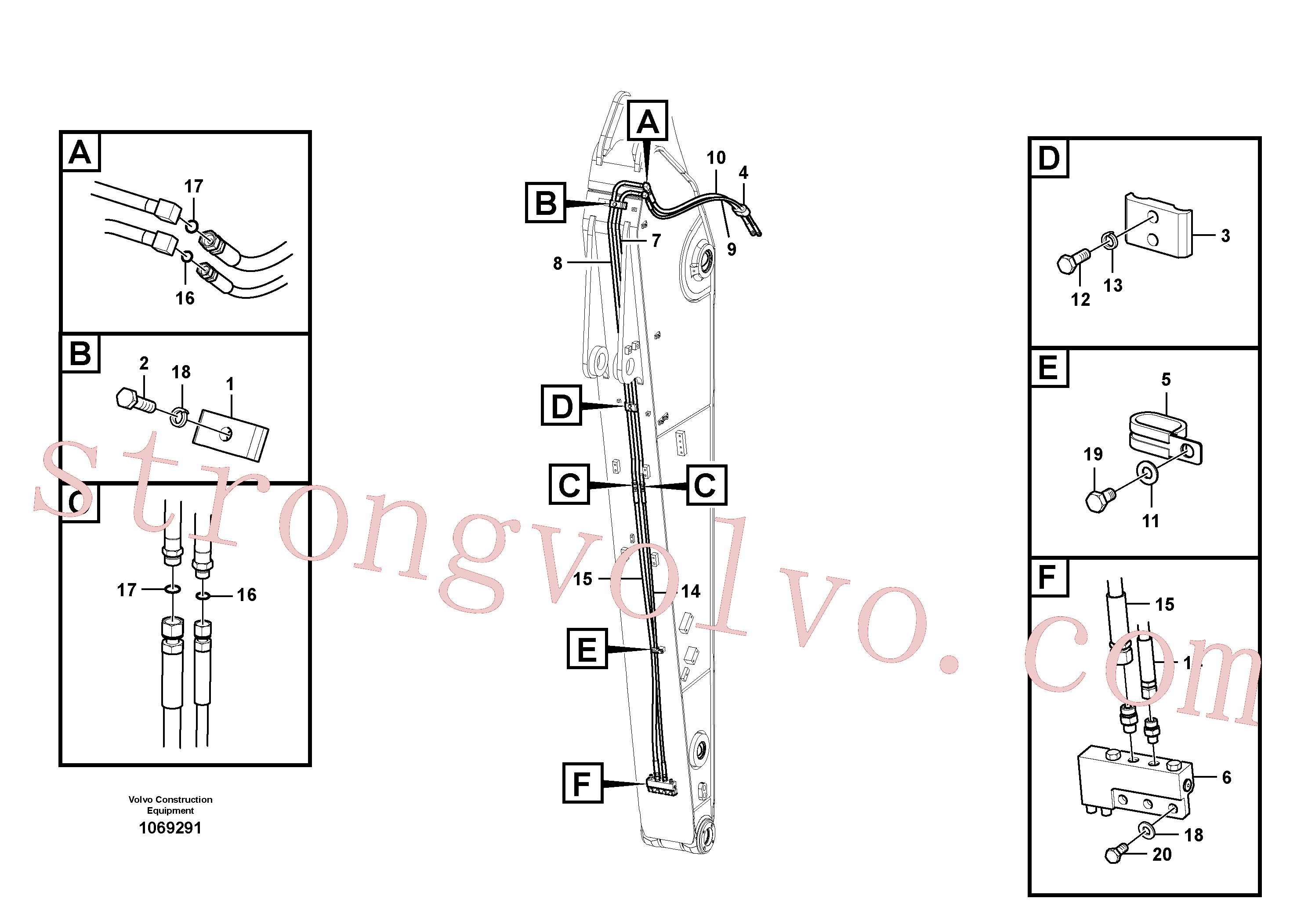 VOE936194 Volvo Hidráulica de serviço, encaixe rápido no braço de afundamento(1069291 Montagem)