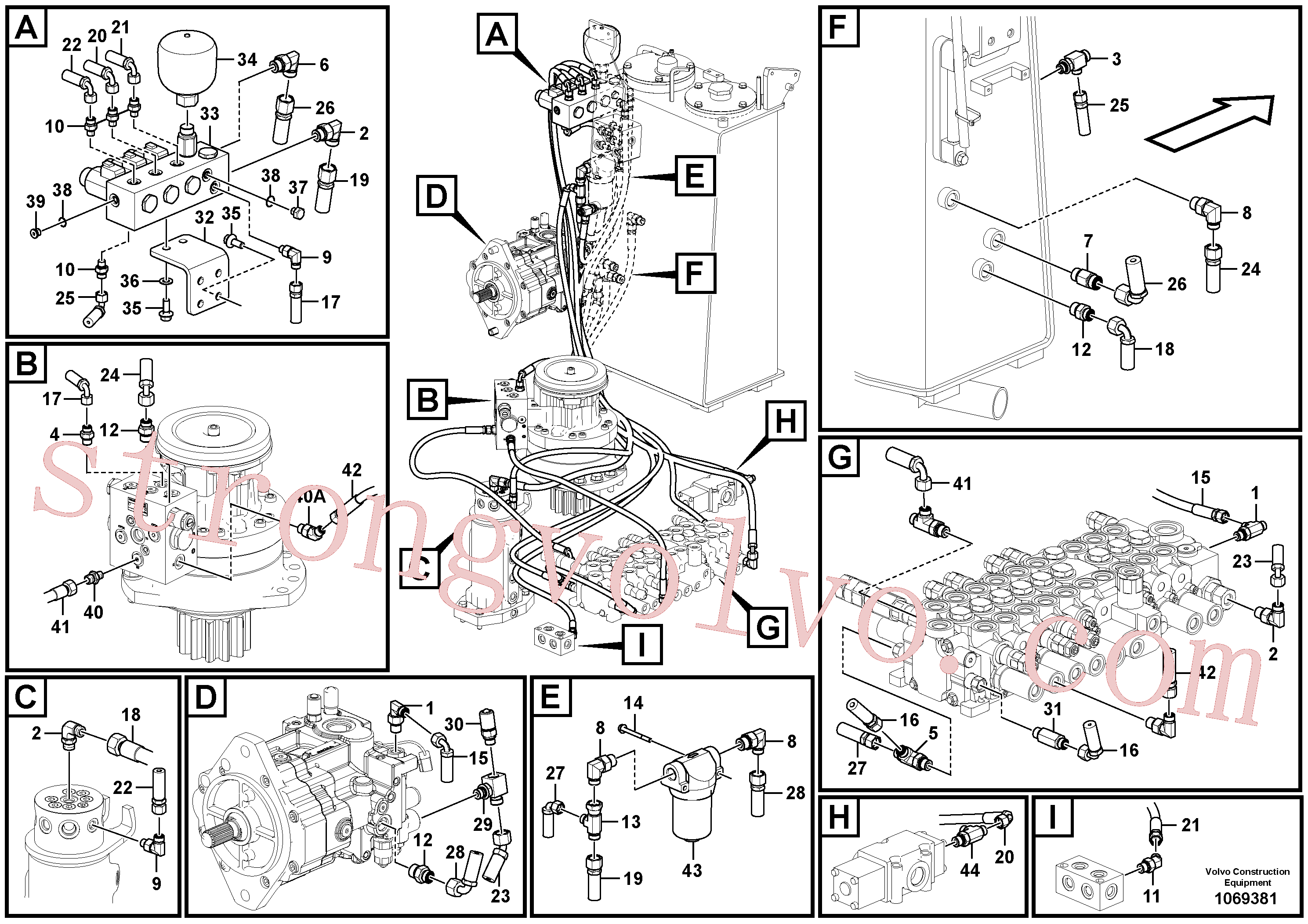 SA9415-31012 Volvo Sistema servomotor, tubagem da válvula de comando(1069381 Montagem)