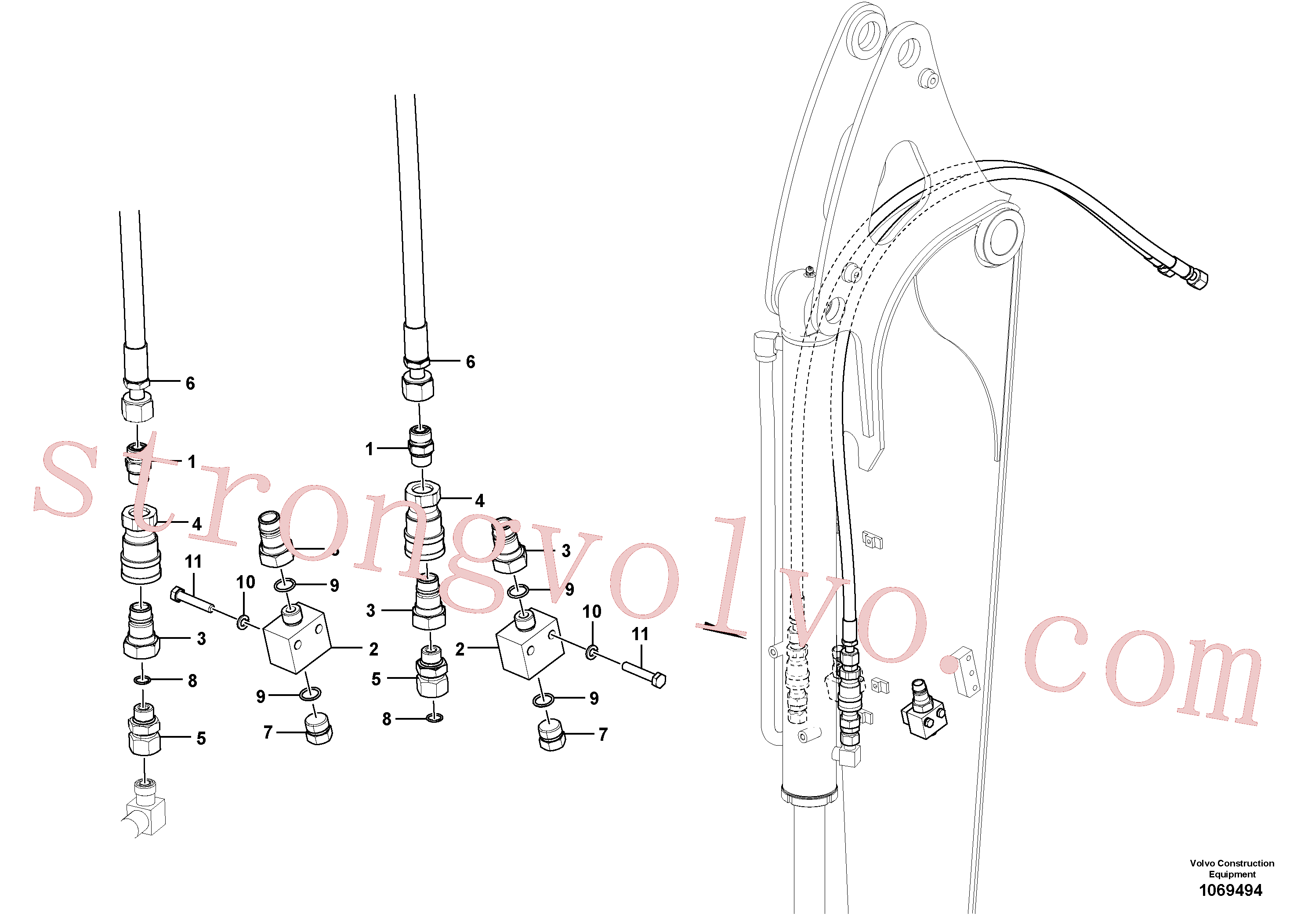 VOE14662068 Volvo Hidráulica de serviço, sistema de mandíbulas no equipamento de serviço(1069494 Montagem)