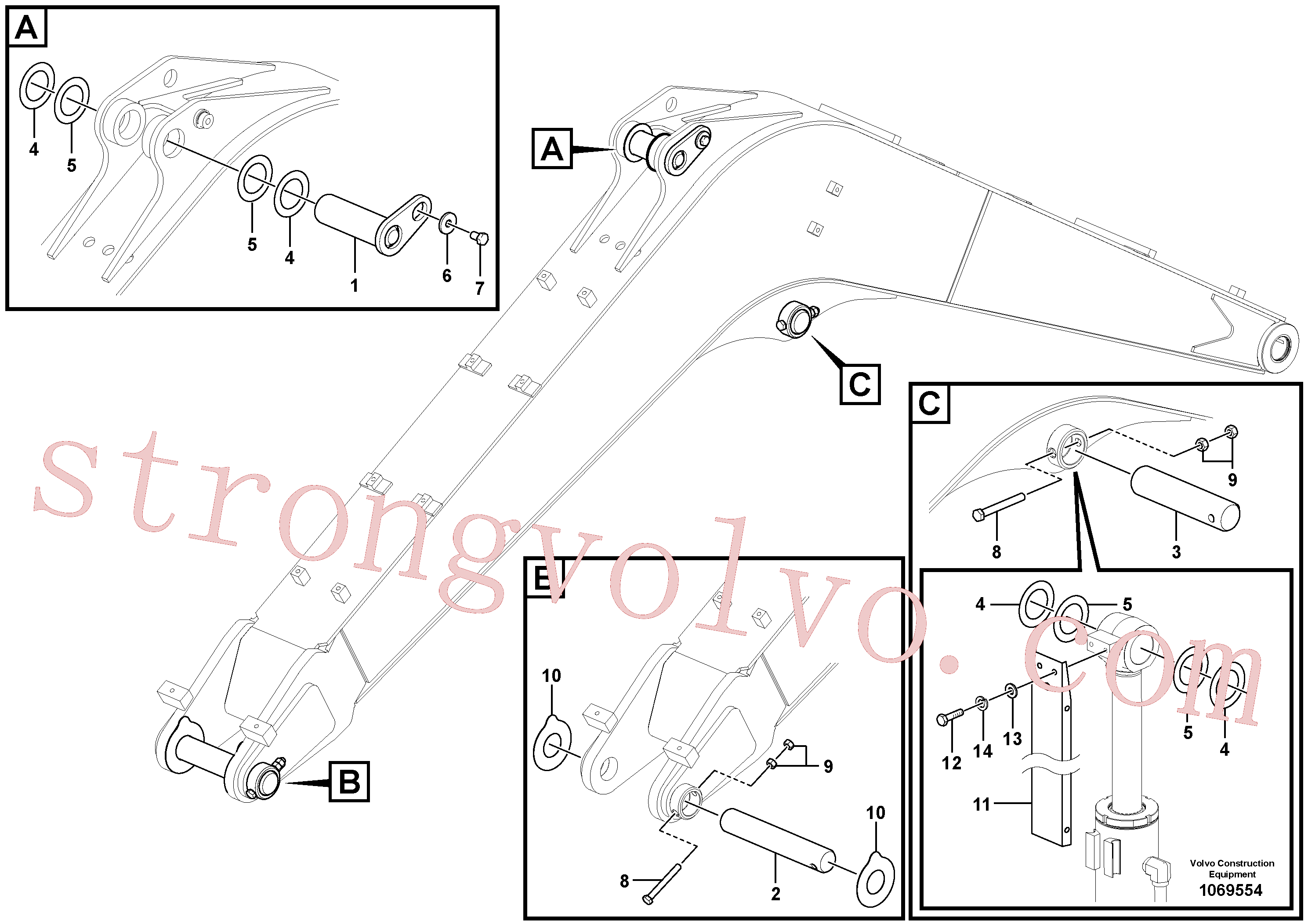 VOE14661131 Volvo Tirantes para a lança(1069554 Montagem)