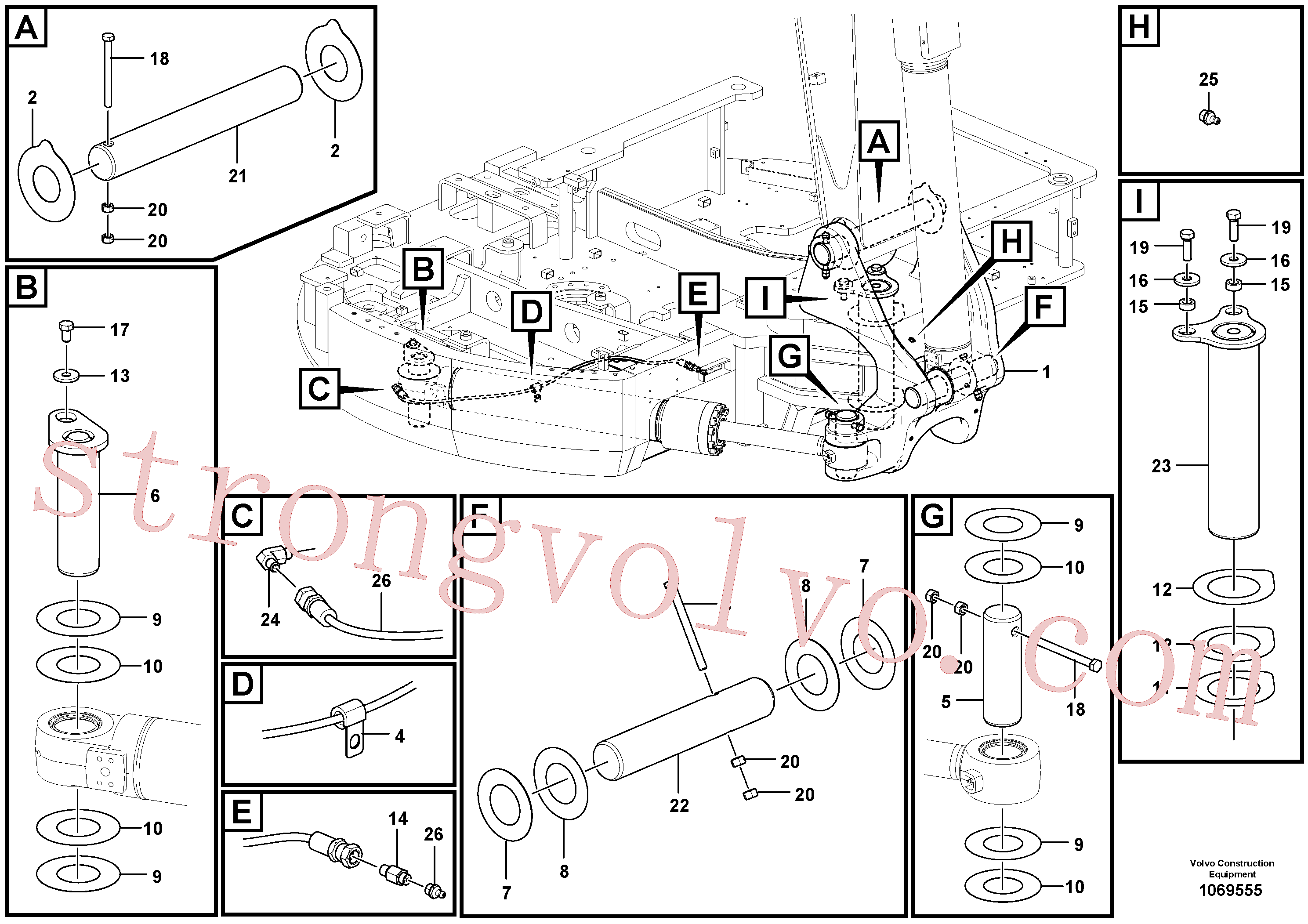 VOE14880655 Volvo Tirantes para a lança(1069555 Montagem)