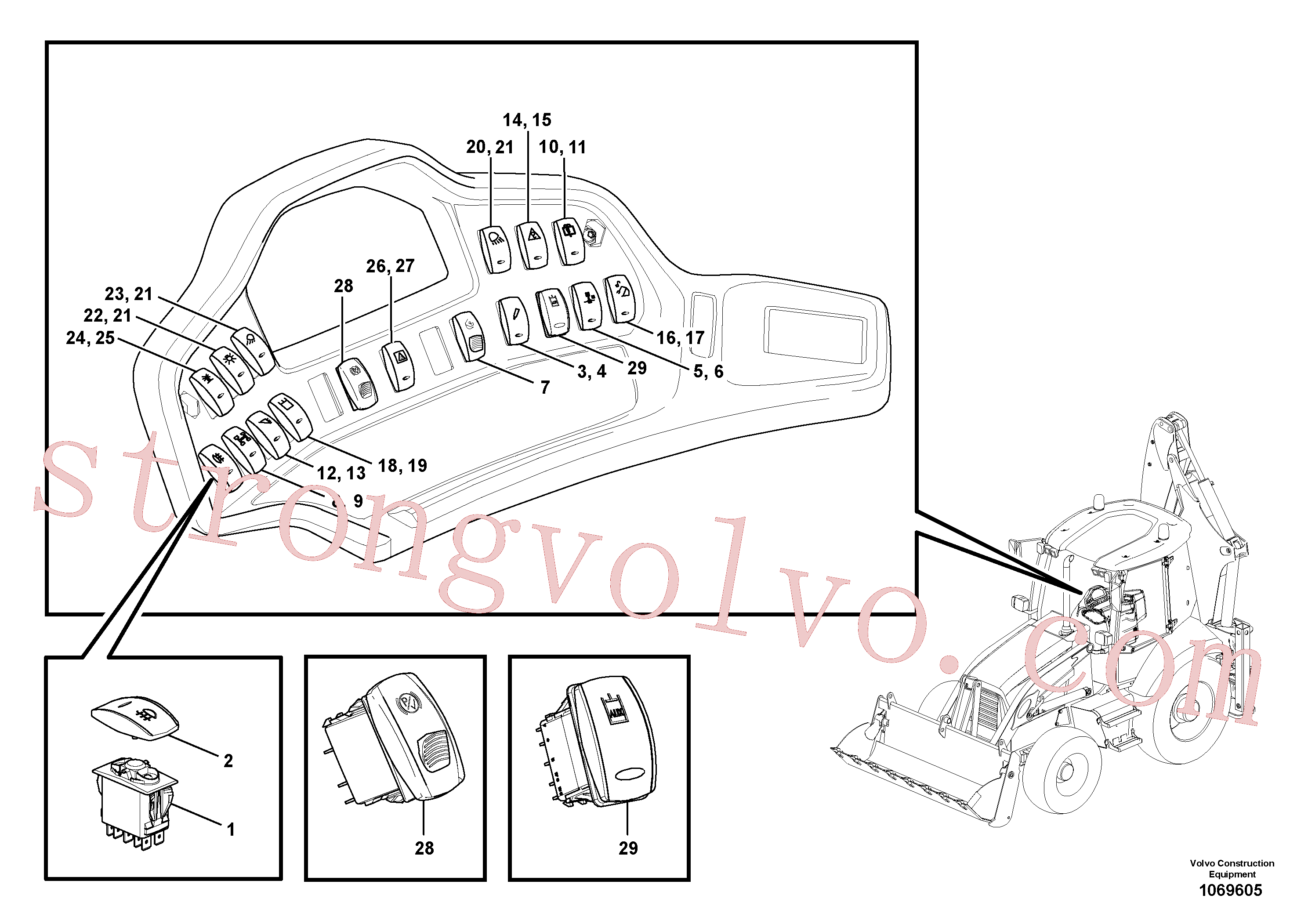 VOE15600946 Volvo Painel de interruptores(1069605 Montagem)