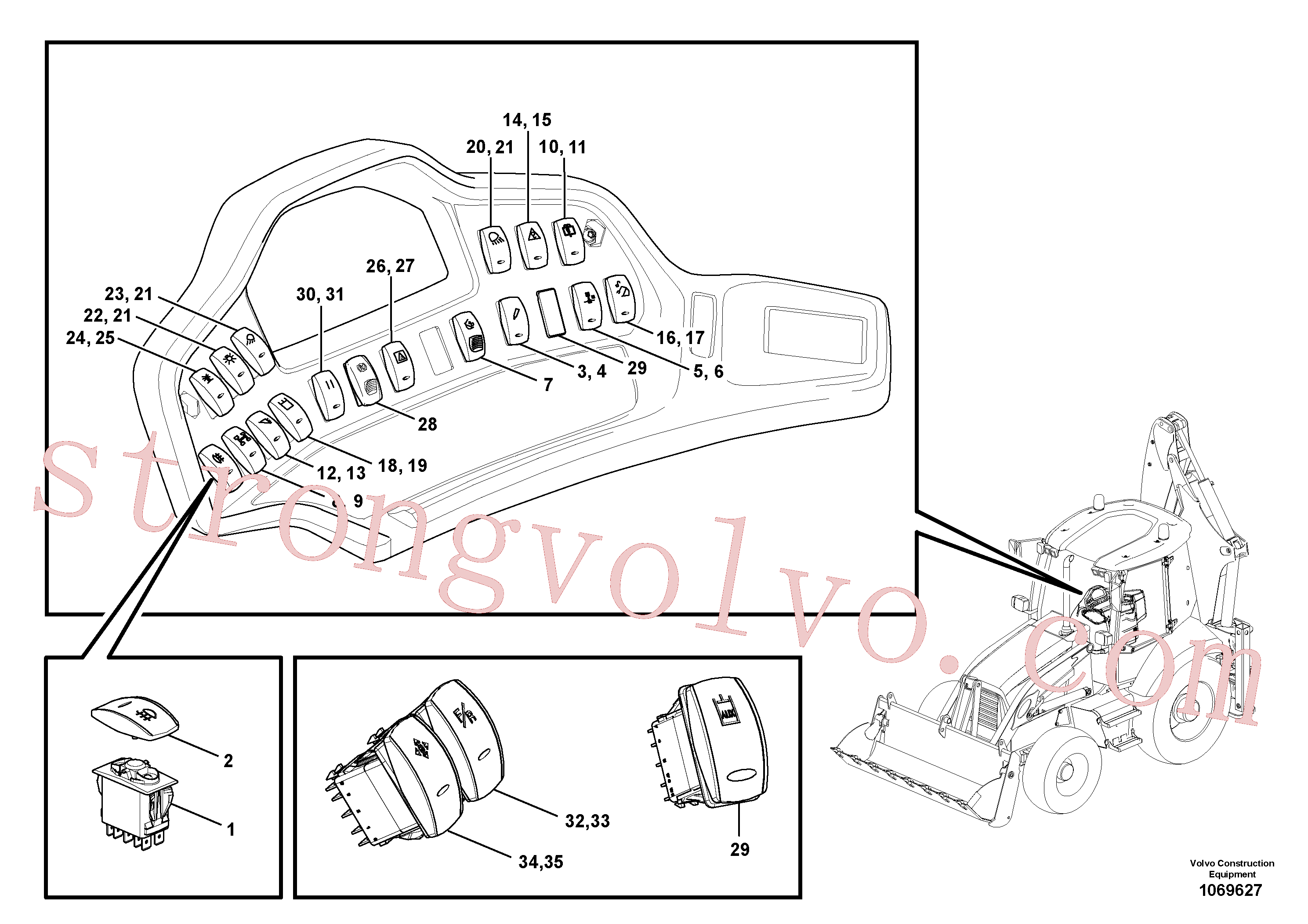 Volvo Acessórios para escavadeira VOE15600946 Botão contato Acessórios