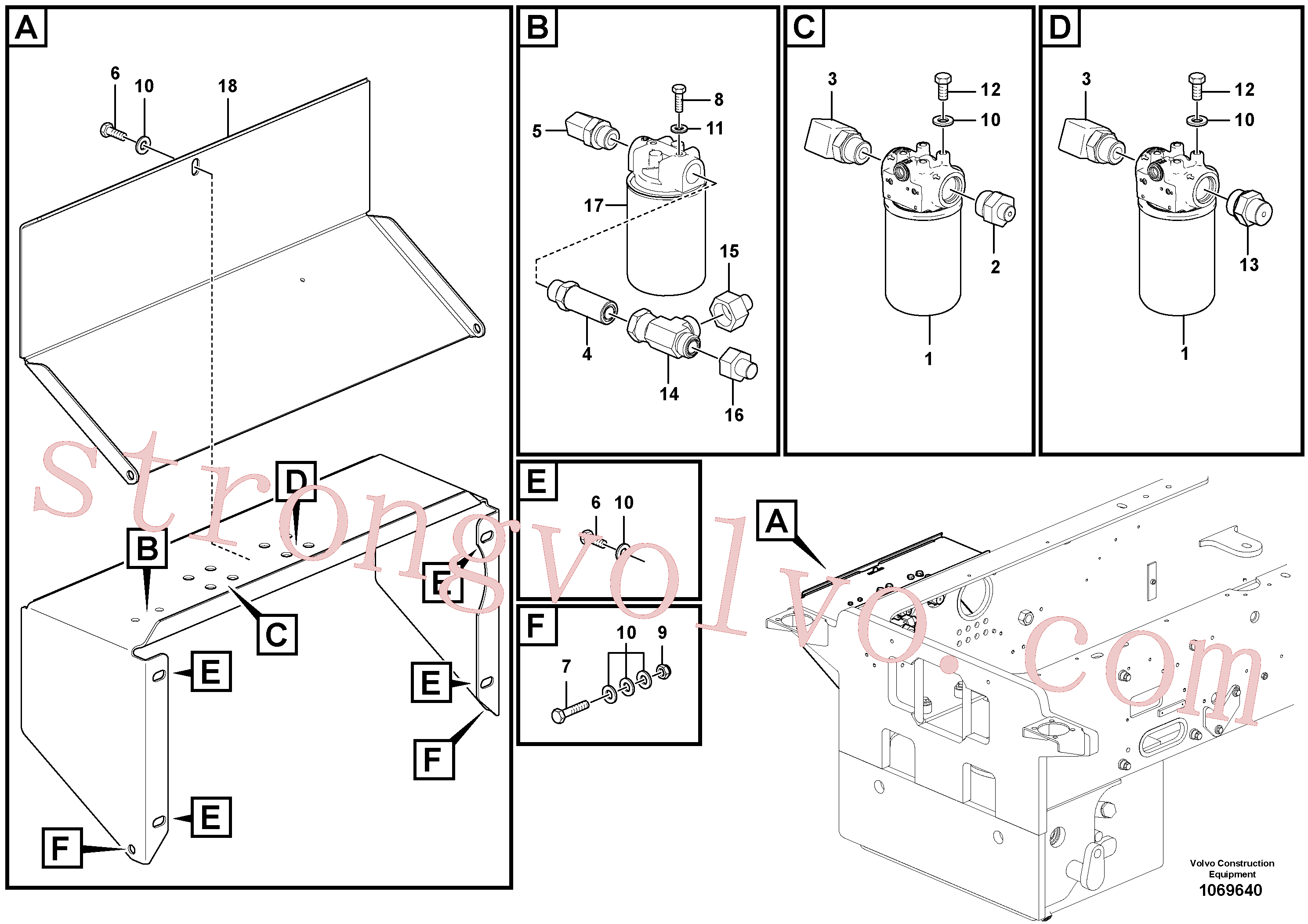 VOE15651453 Volvo Instalação de filtro hidráulico(1069640 Montagem)