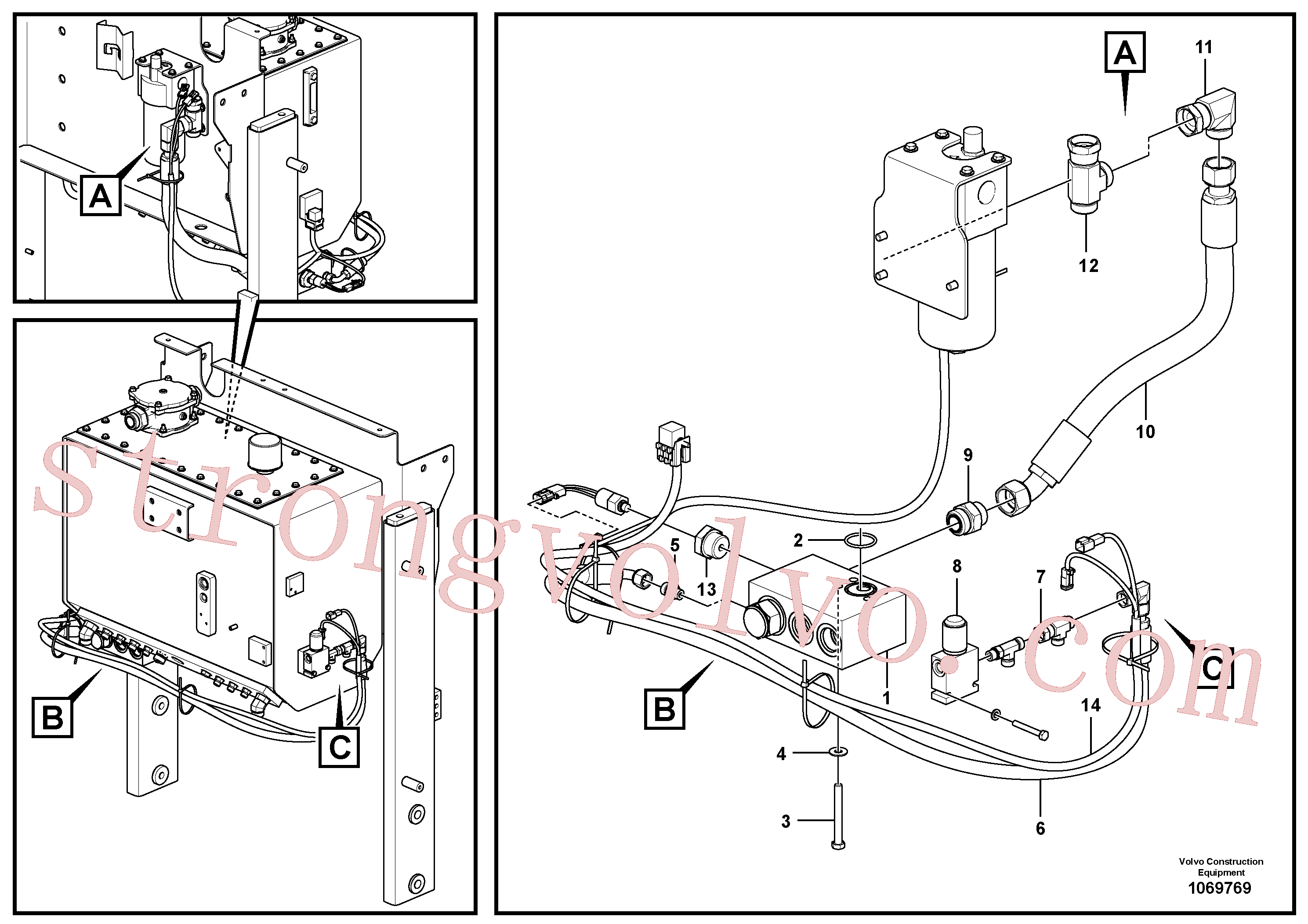VOE936058 Volvo Circuito hidráulico da válvula de derivação - tracção integral (awd)(1069769 Montagem)