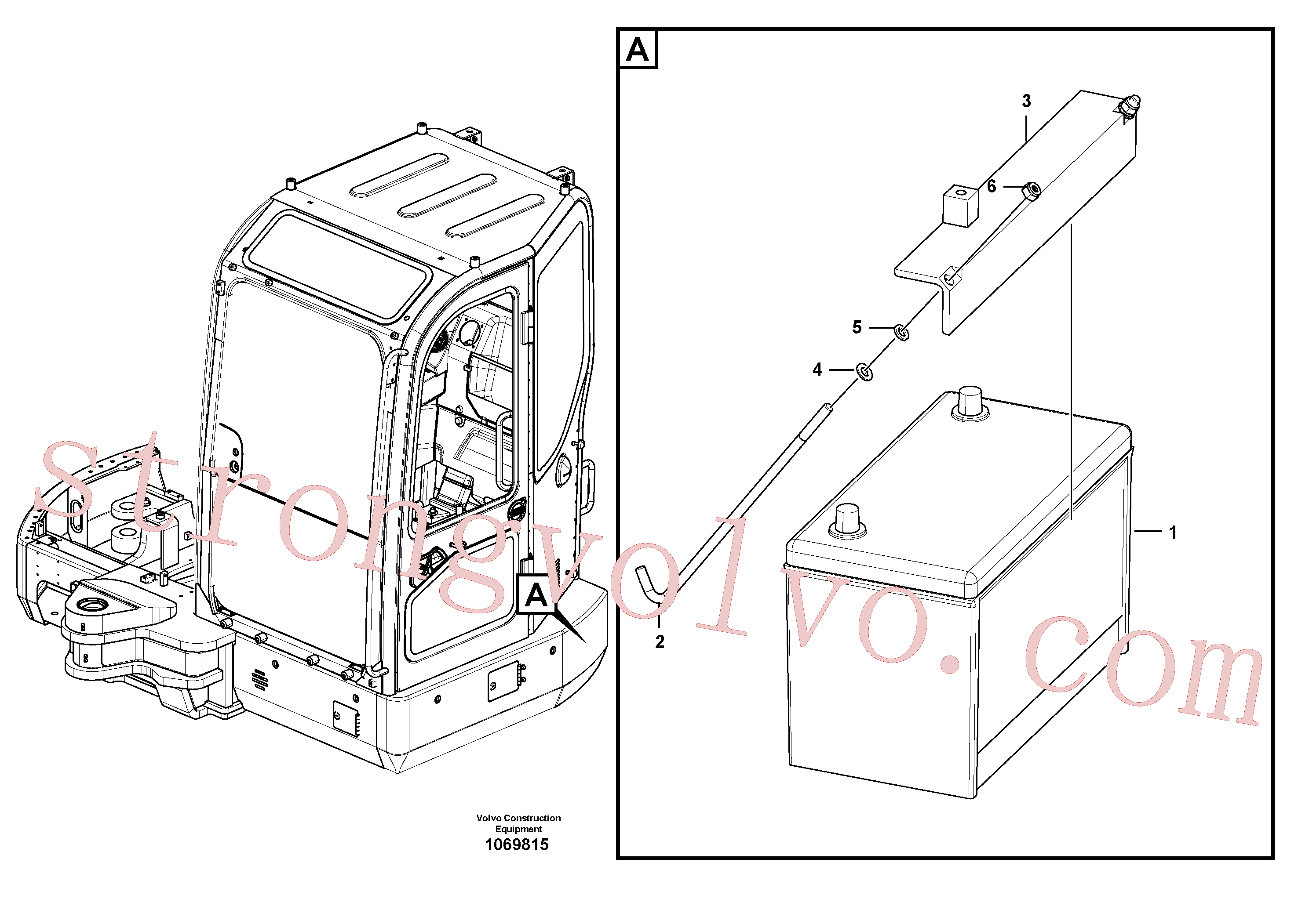 VOE14880450 Volvo Bateria com detalhes de montagem(1069815 Montagem)
