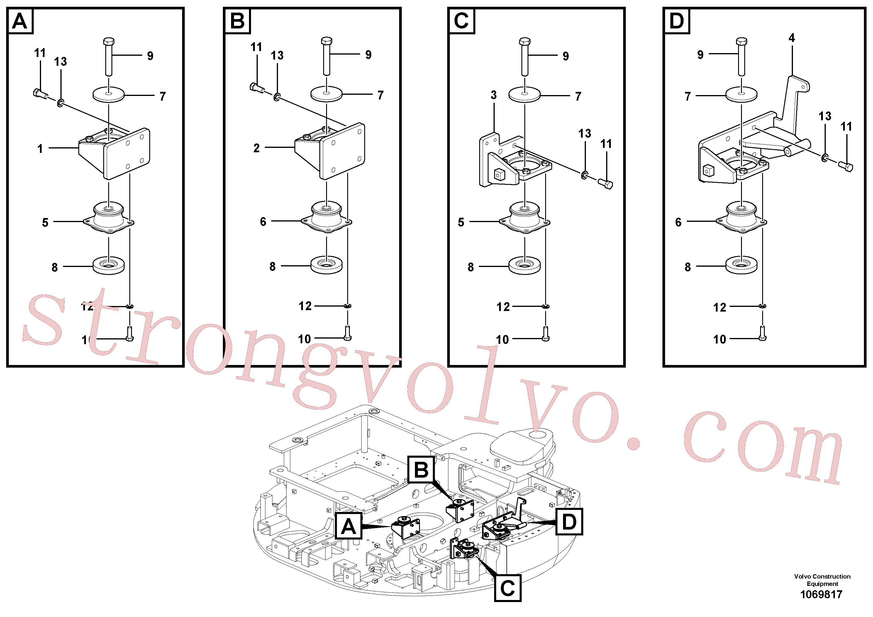 VOE997467 Volvo Apoio do motor(1069817 Montagem)