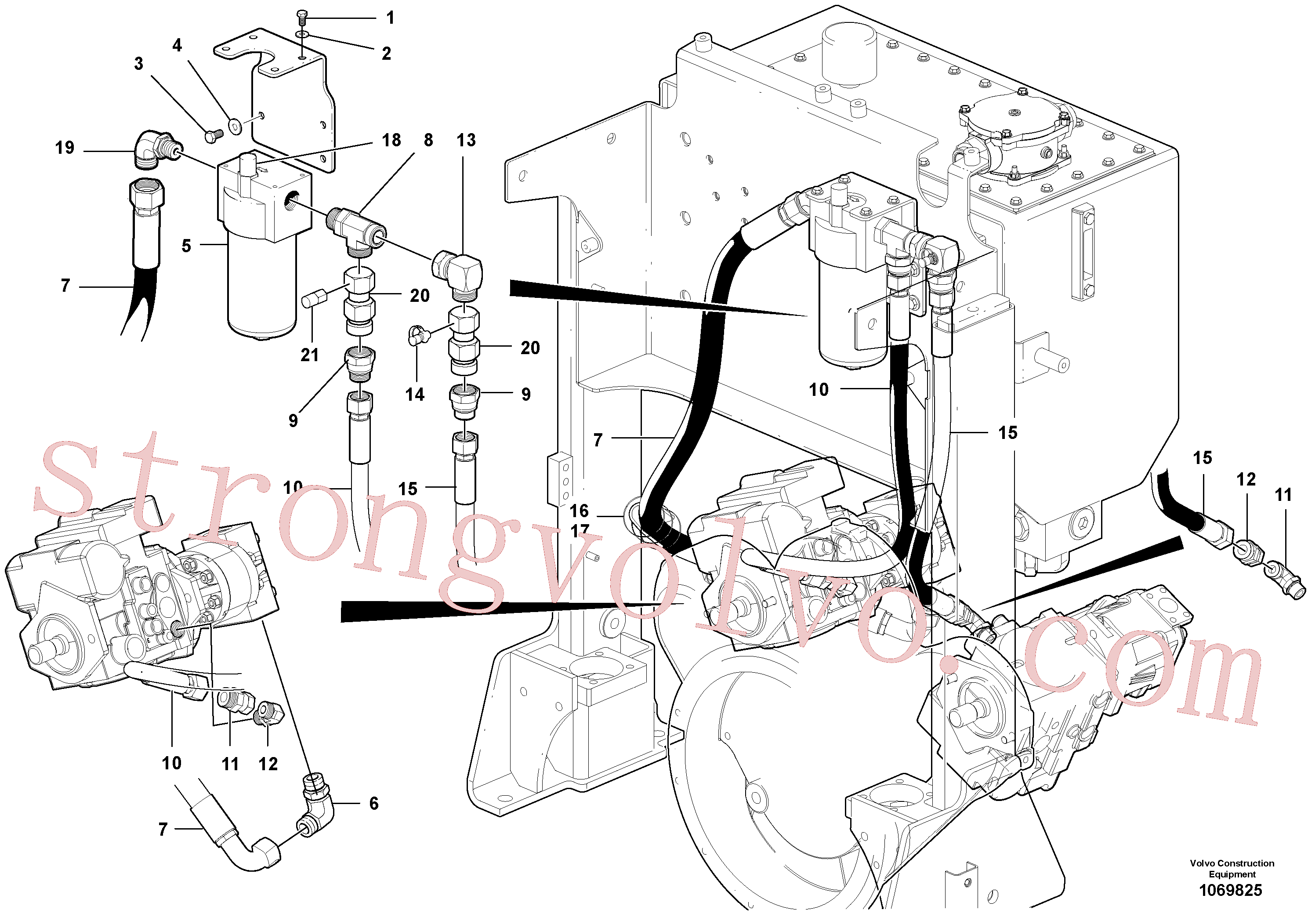 VOE935015 Volvo Circuito hidráulico do filtro de pressão de carga - tracção integral (awd)(1069825 Montagem)